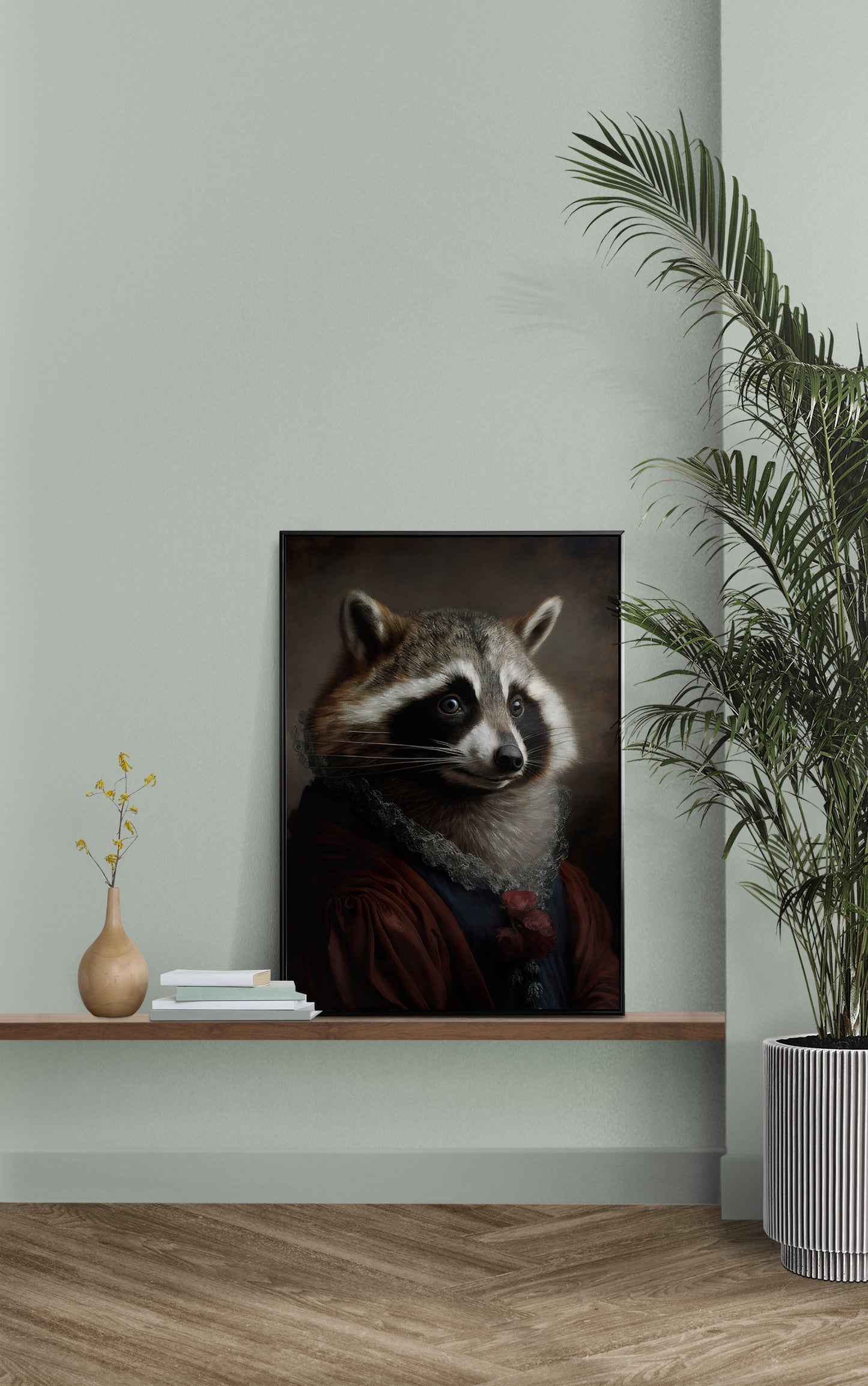 Baroque Style Raccoon Poster - Animal Wall Art for Home Decor - Frameable Raccoon Poster Decoration