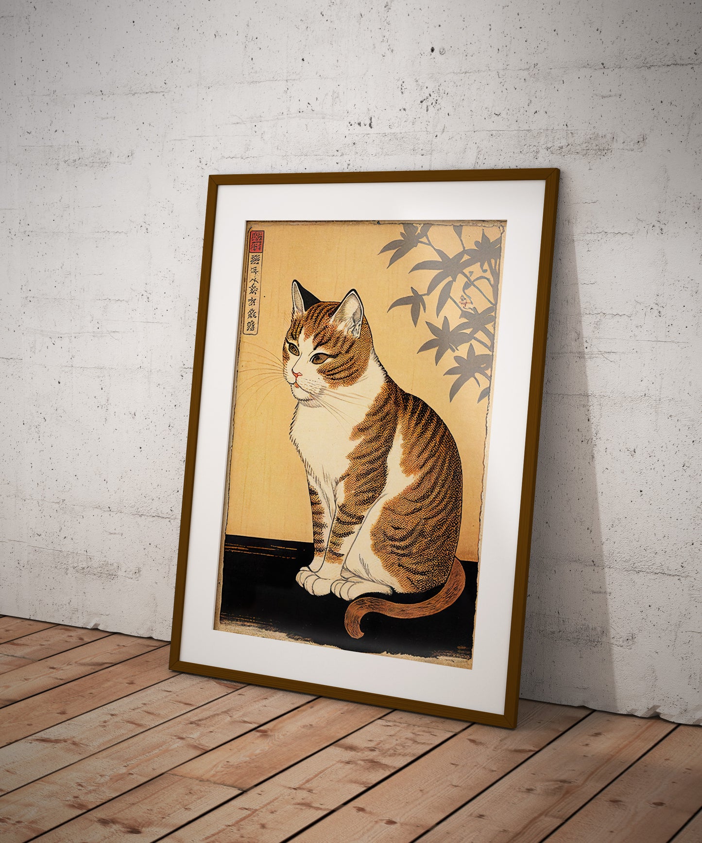 Japanese Cat Poster | Art Style Illustration | Nipponese Wall Decor for Framing
