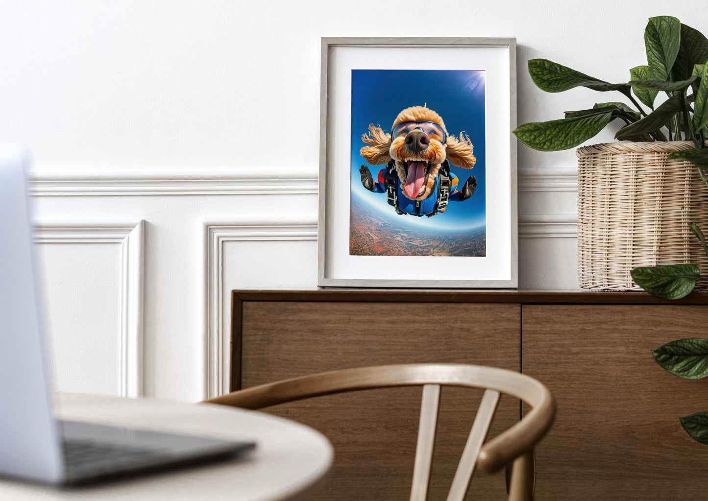 Epic Skydiving Poodle Poster – Unique Animal Wall Art, Extreme Sport Dog Print Decor for Dog Lovers