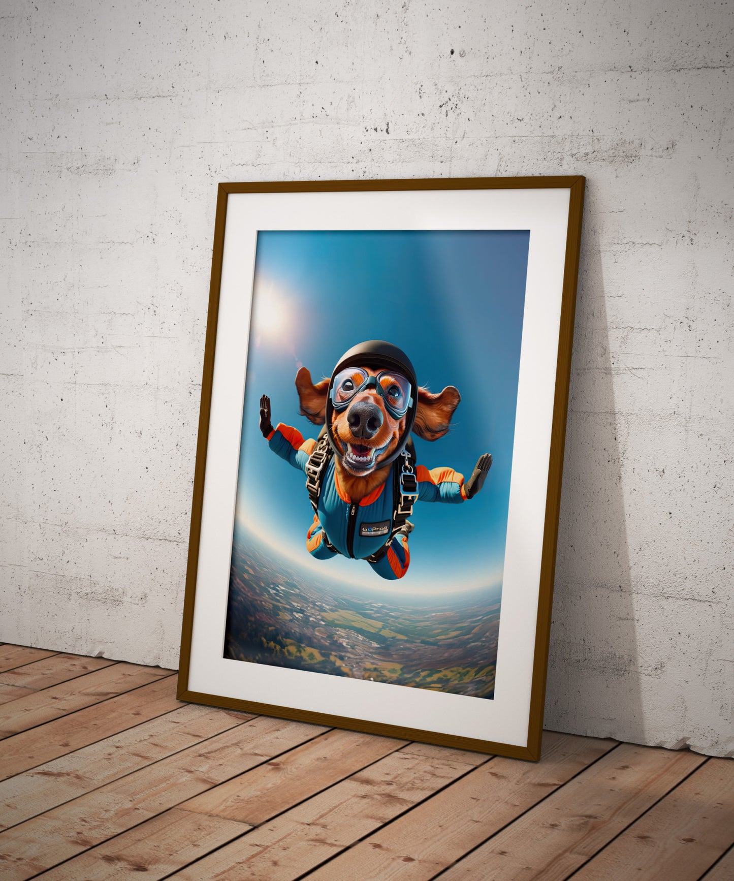Skydiving Dachshund Dog Poster - Epic Wall Art for Animal Lovers - Unique Extreme Sports Decor - Dog Lover Gift