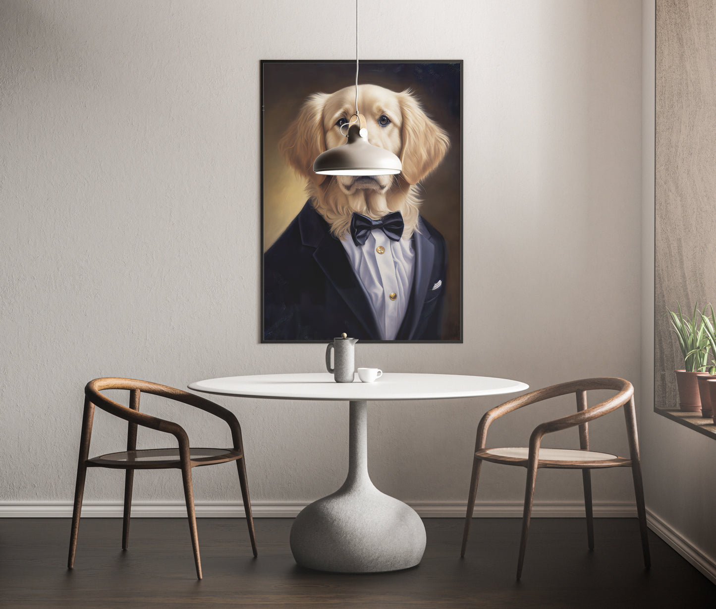 Golden Retriever in Tuxedo Poster - Animal Wall Art, Dog Portrait, Home Decor