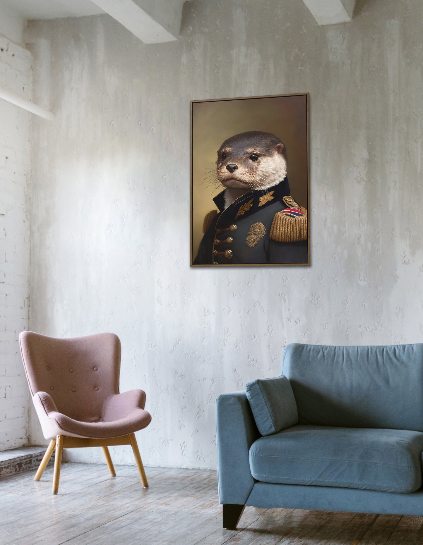 Otter Poster in Military Uniform - Unique Animal Wall Art, Otter Wall Print, Home Décor 