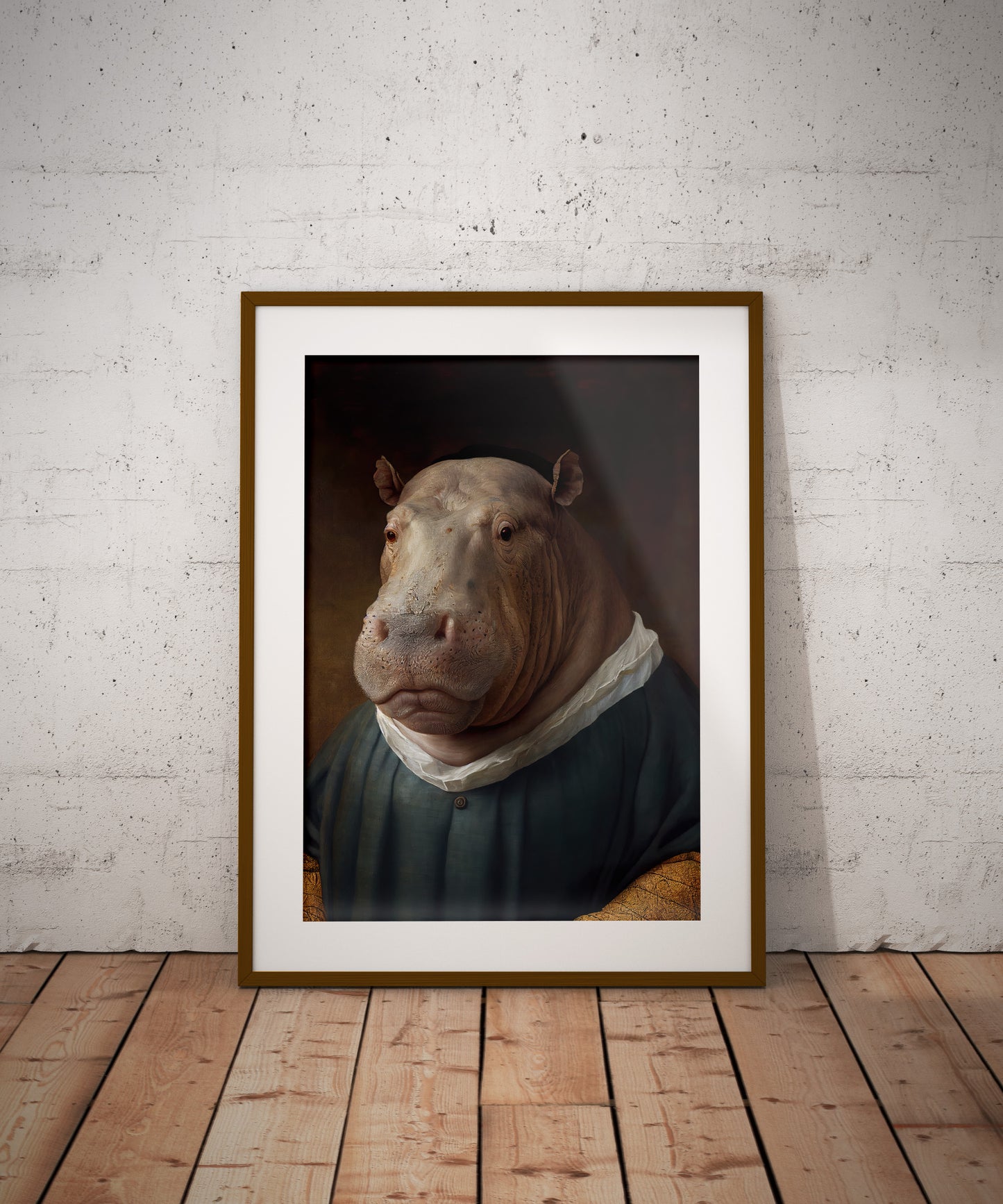 Baroque Style Hippopotamus Poster - Noble Animal Wall Art Décor | Frame-Ready Hippo Print