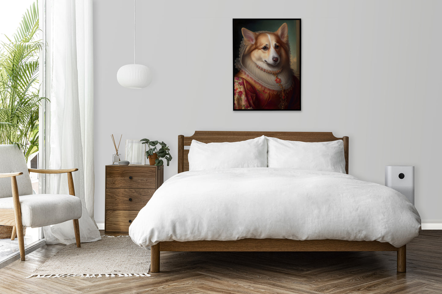 Baroque Style Corgi Portrait Poster - Noble Dog Wall Art, Animal Decoration, Frame-Ready Wall Poster