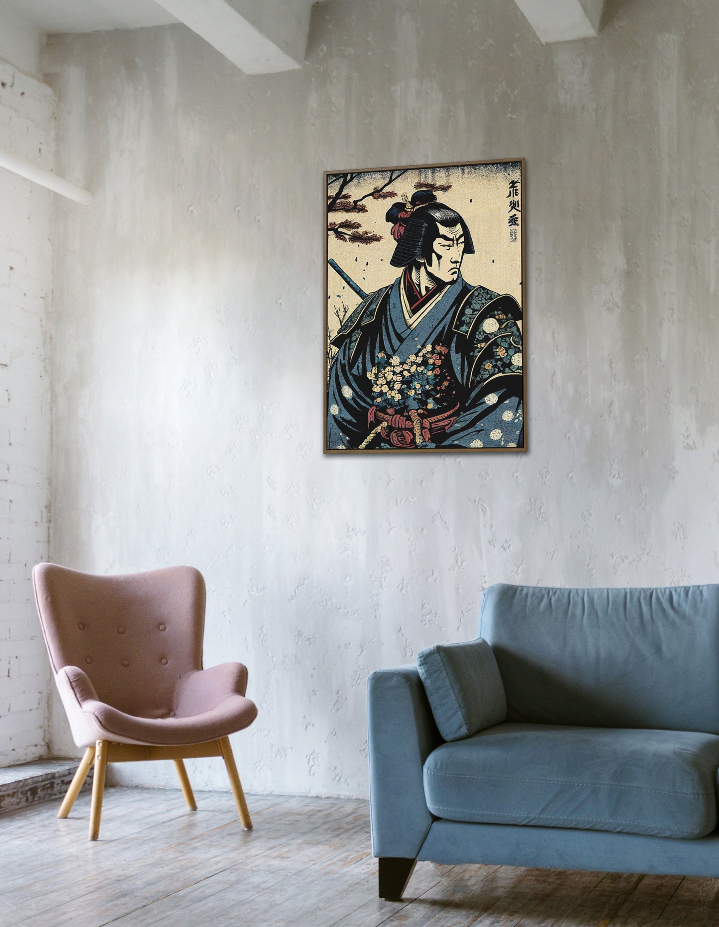 Japanese Samurai Art Poster - Ukiyo-e Style Print, Wall Decor, Japanese Wall Art, Samurai Illustration