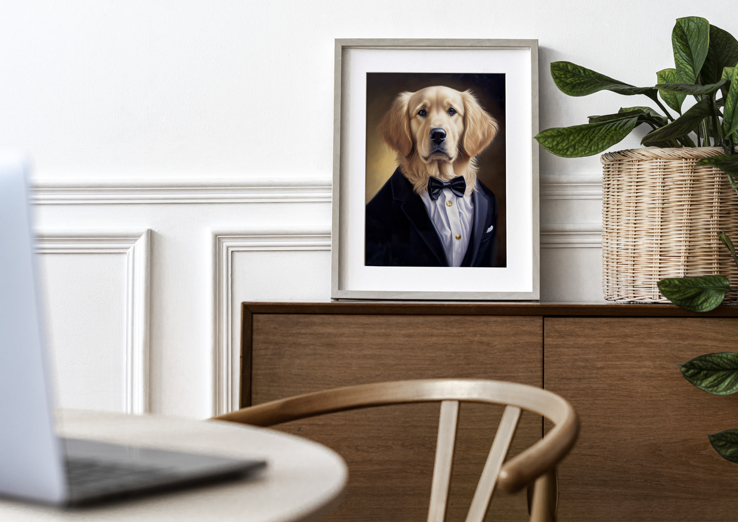 Golden Retriever in Tuxedo Poster - Animal Wall Art, Dog Portrait, Home Decor