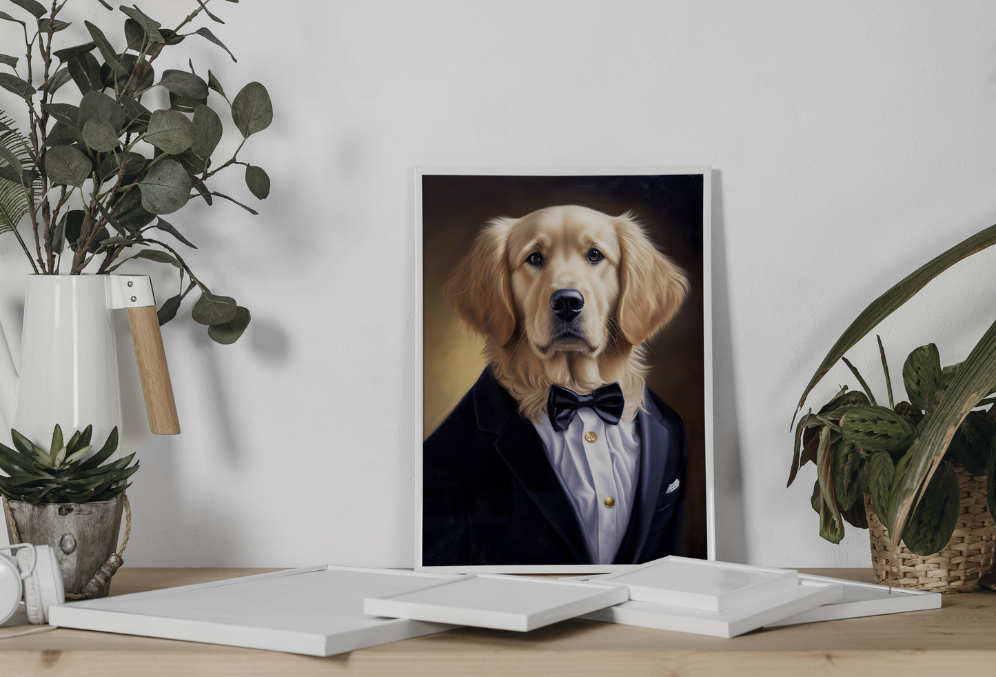 Golden Retriever in Tuxedo Poster - Animal Wall Art, Dog Portrait, Home Decor