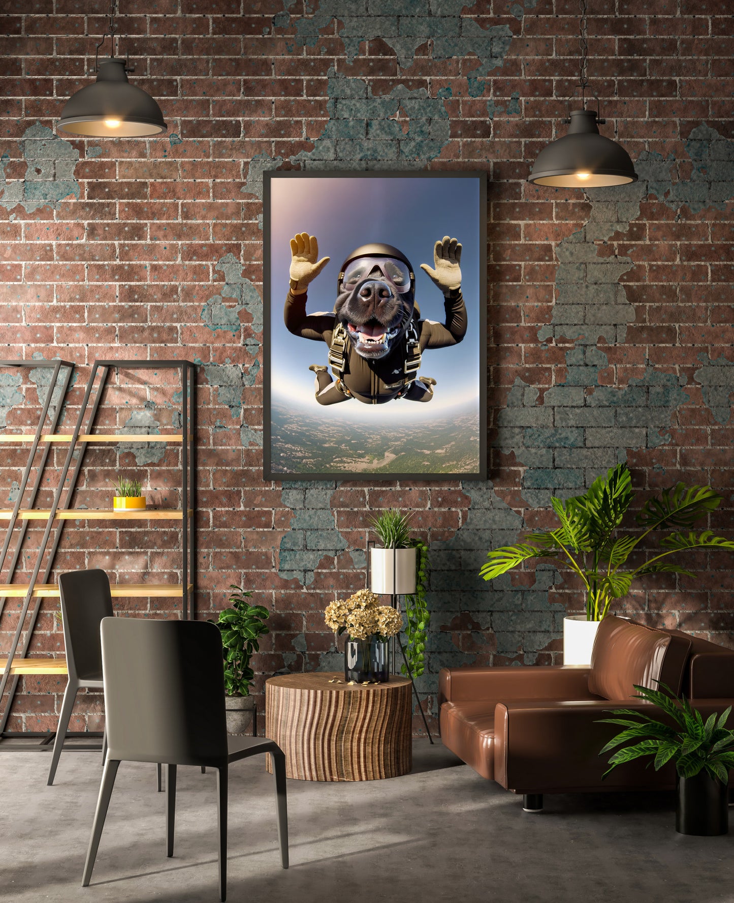Epic Skydiving Black Labrador Poster - Unique Animal Print, Extreme Sport Wall Art, Dog Lover Gift Decor