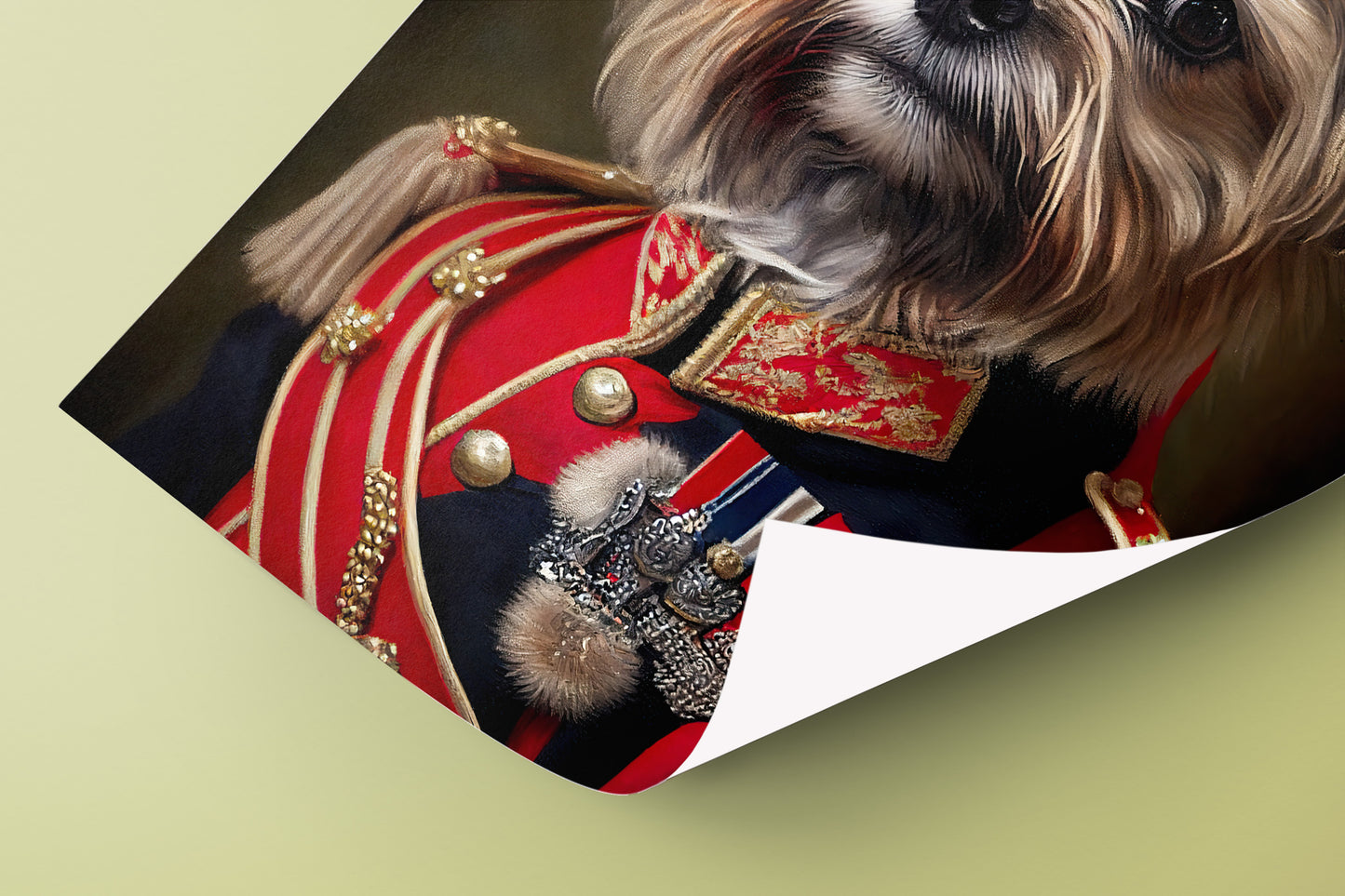 Affiche Murale Yorkshire Uniforme Militaire - Poster Art Mural Animal Déco Chien