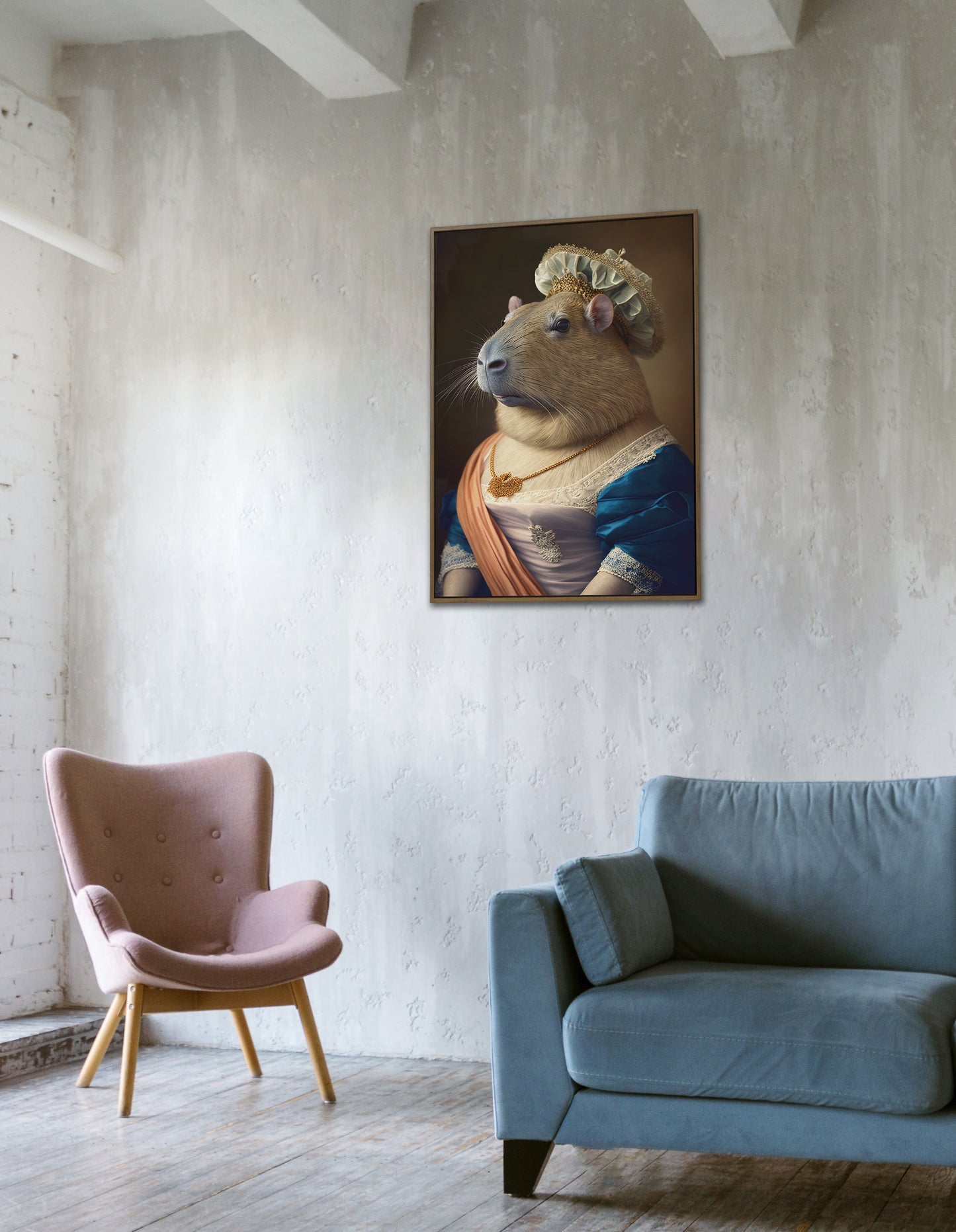 "Humorous Baroque Poster: Capybara in Marie Antoinette Costume - Wall Art for Home Decor"