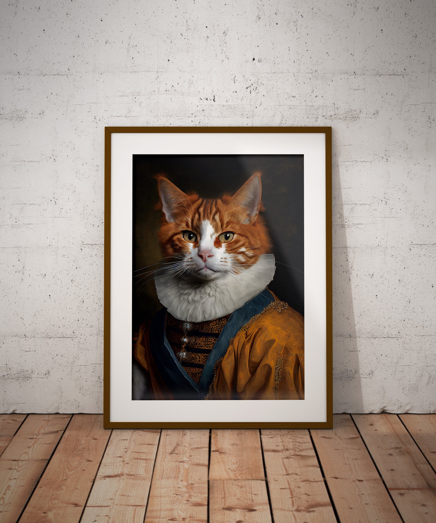 Poster Illustration Chat Baroque - Décoration Murale Animaux - Portrait Noble de Chat