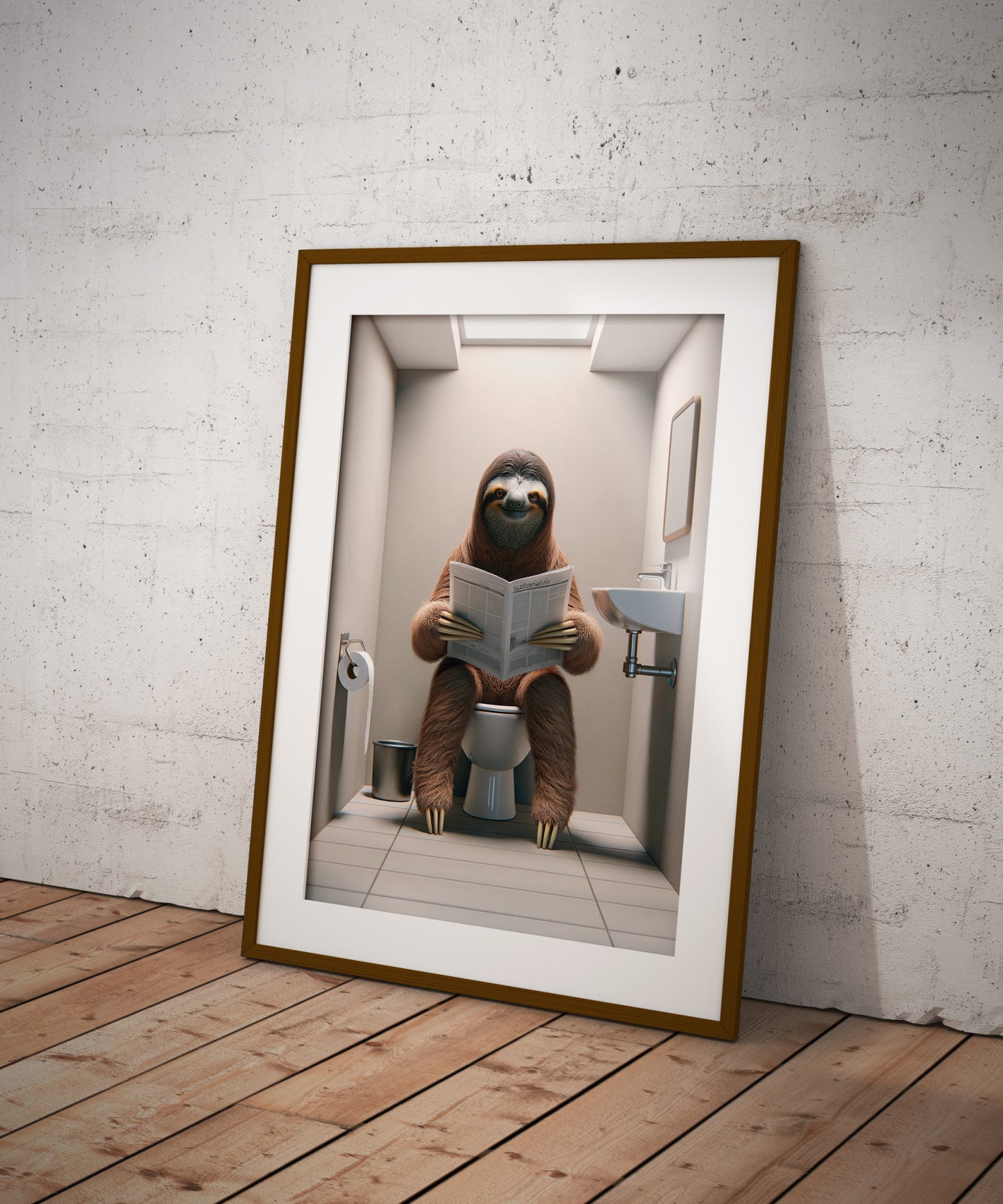 Funny Sloth Toilet Poster - Unique Bathroom Wall Art & Gag Gift Decor for WC