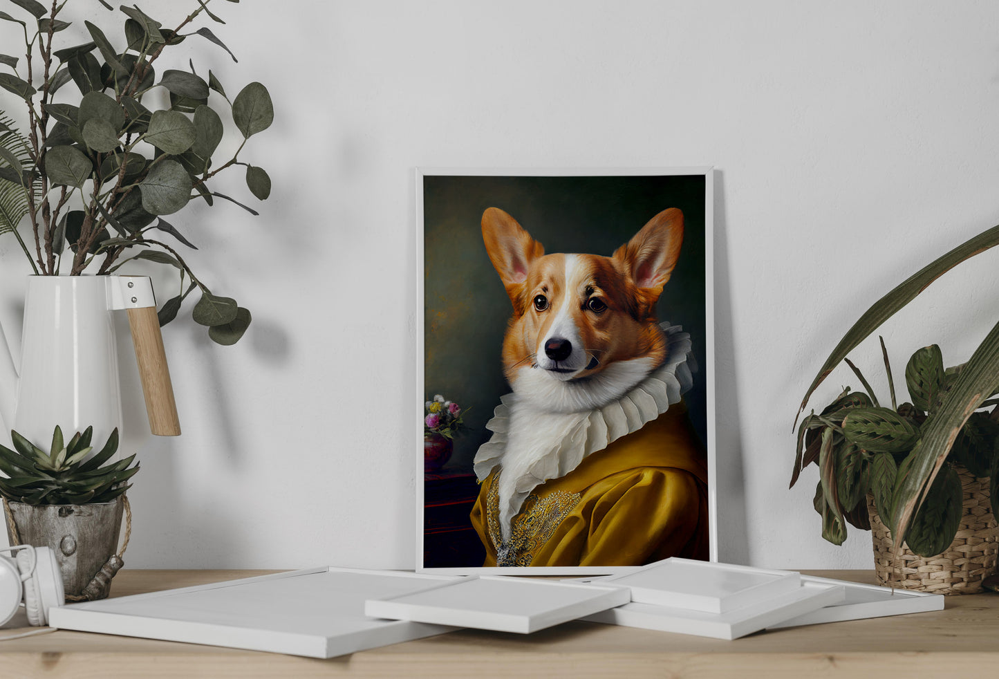 Baroque Style Noble Corgi Portrait Poster | Dog Wall Art Illustration | Animal Decor