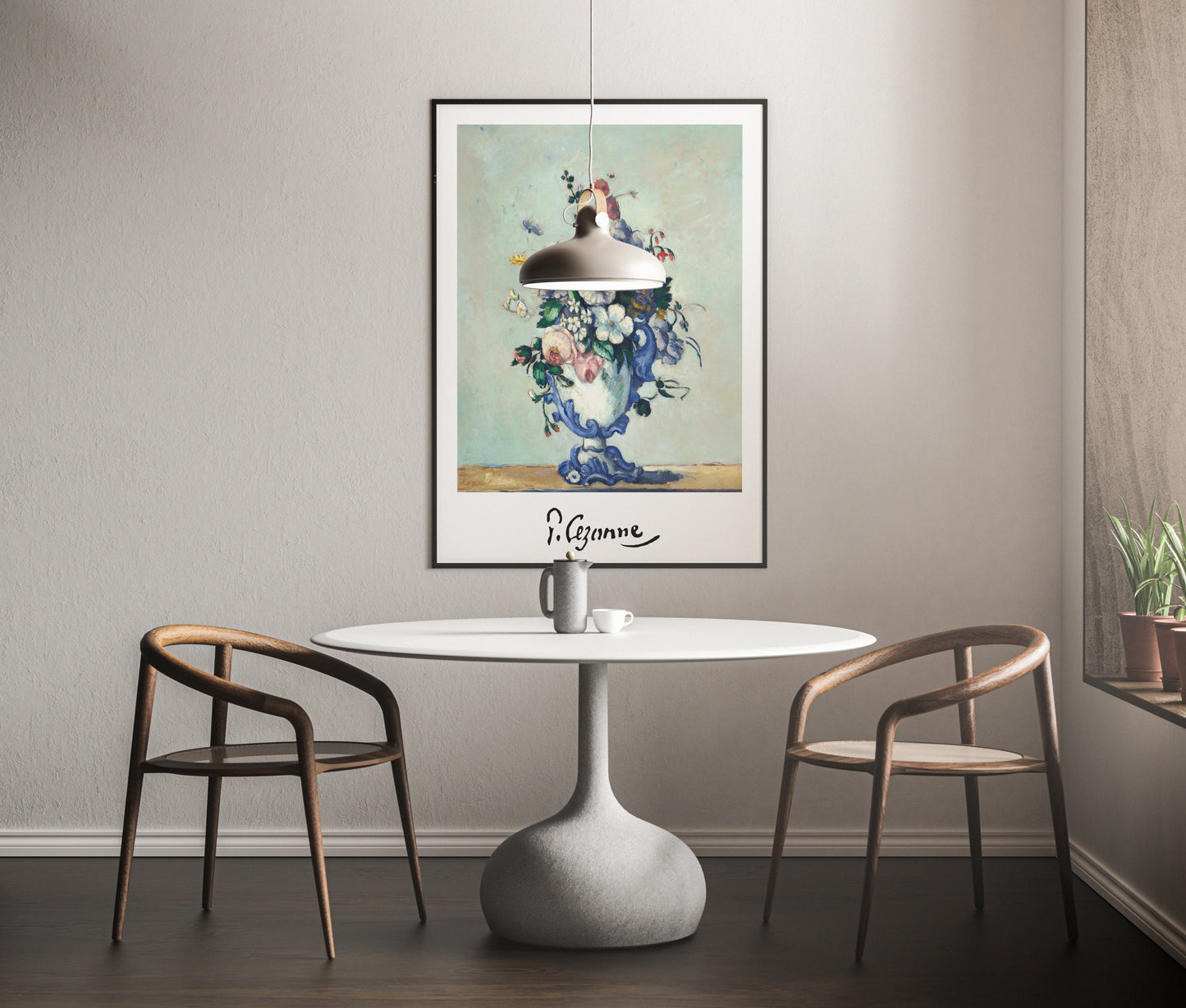 Paul Cézanne Poster: Flowers in a Rococo Vase, 1876. Impressionism Wall Art, Classic Masterpiece Reproduction