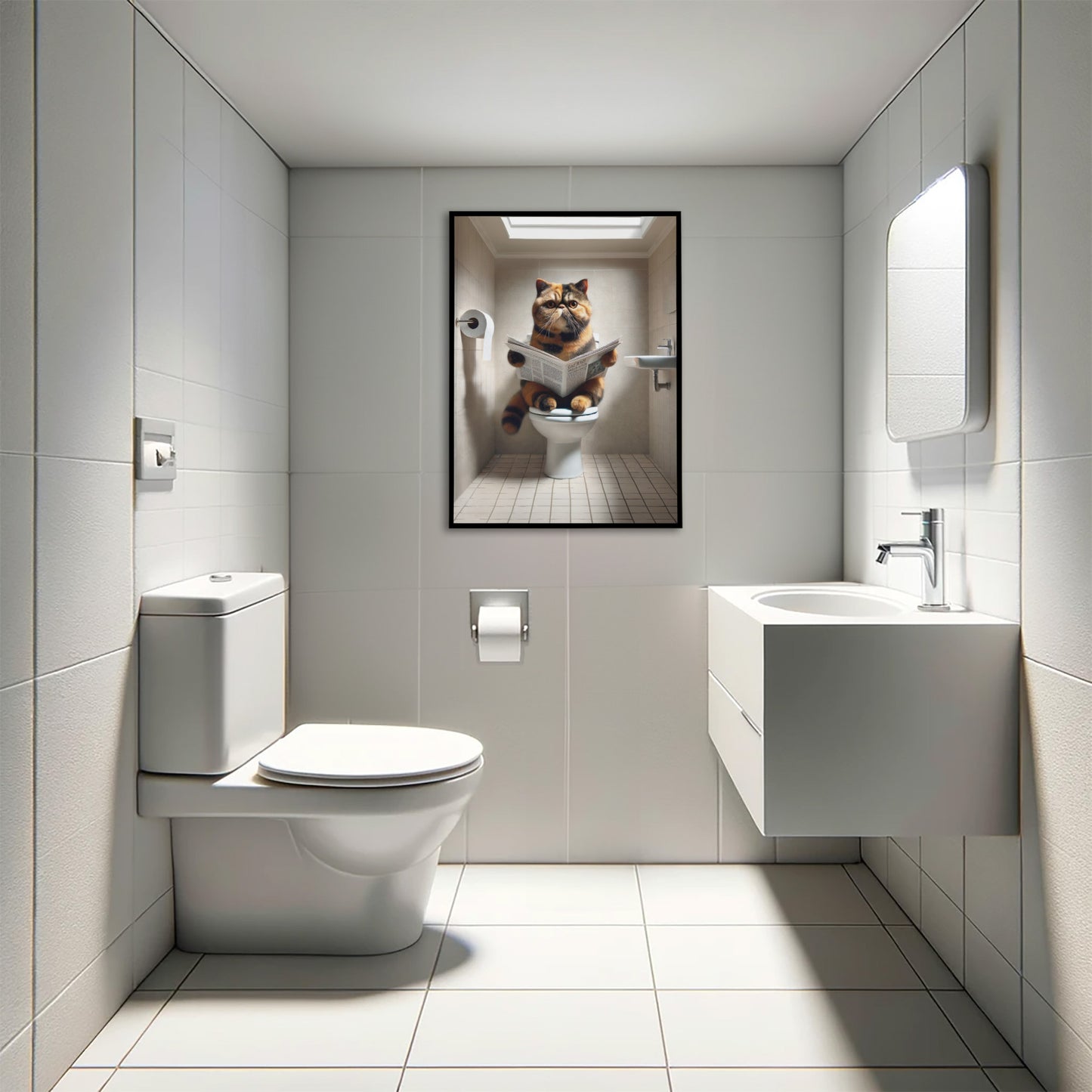 Poster d'un Chat Exotic Shorthair Tortue, Déco Humour WC, Affiche Murale Salle de Bain Toilettes