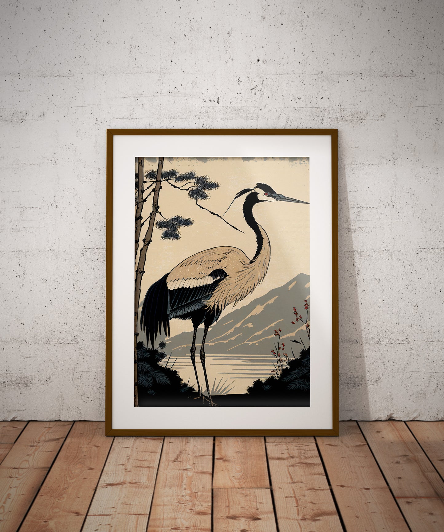 Japanese Crane Poster - Elegant Bird Wall Art, Japanese Style Illustration, Frameable Wall Decor