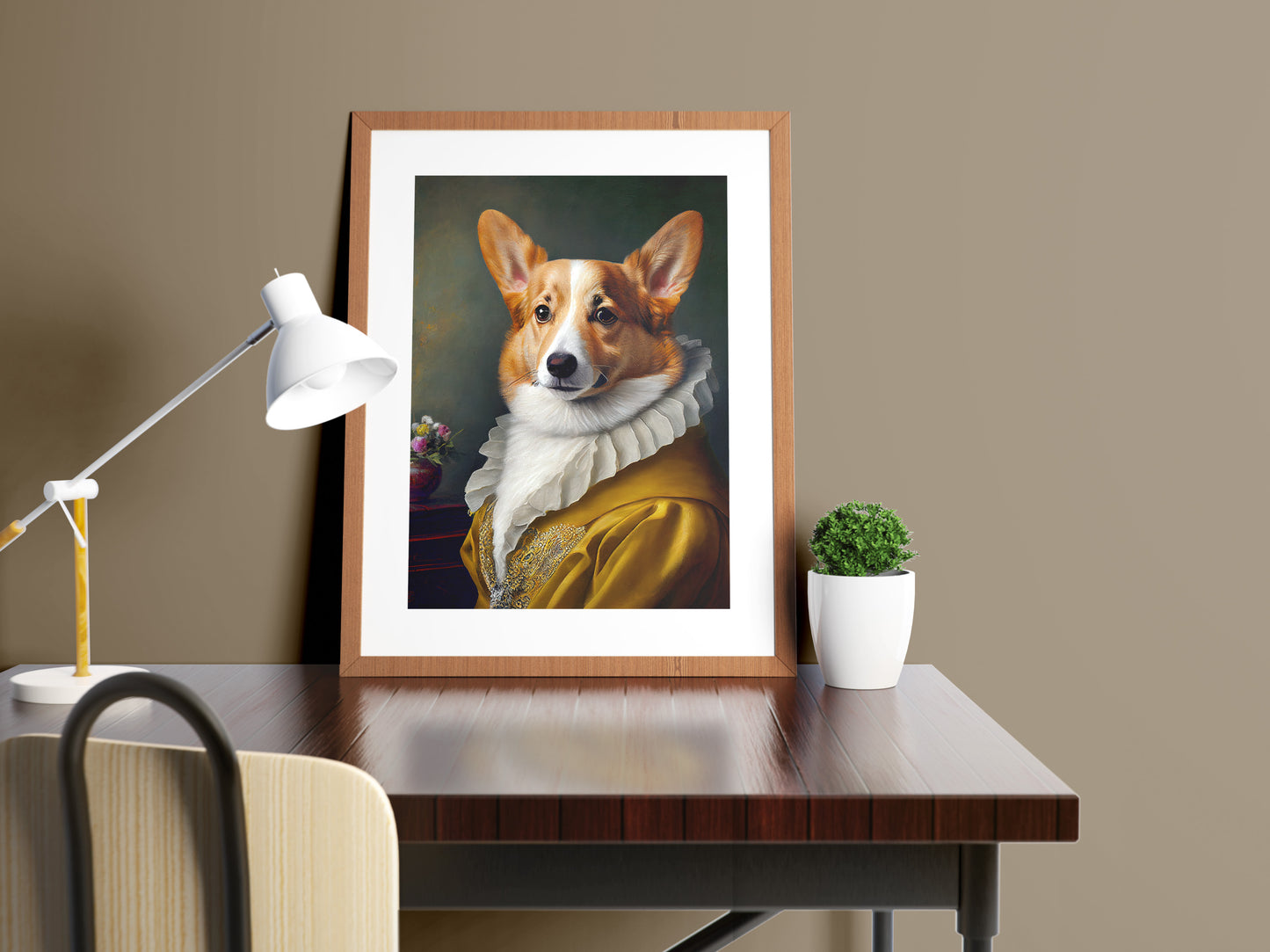 Baroque Style Noble Corgi Portrait Poster | Dog Wall Art Illustration | Animal Decor