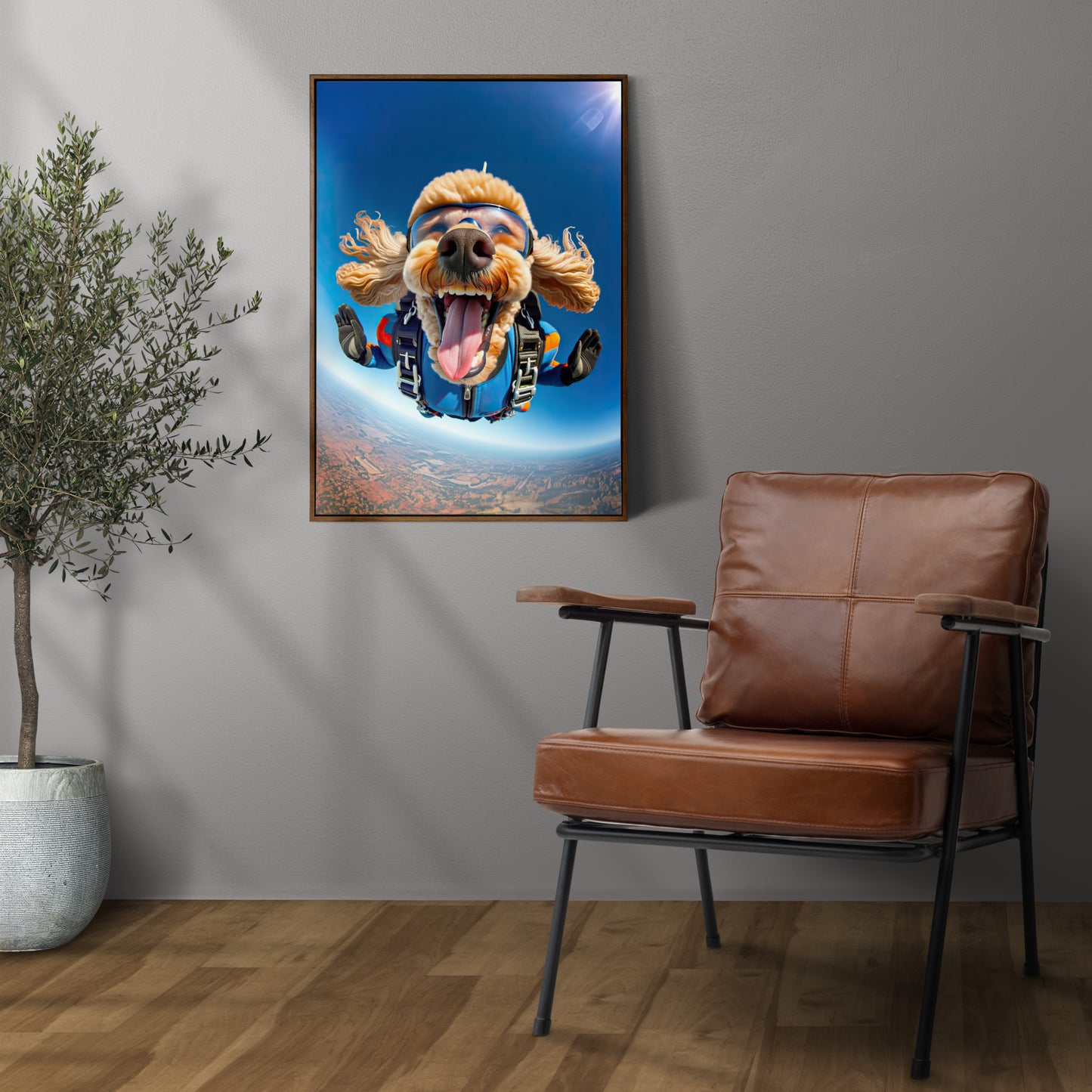 Epic Skydiving Poodle Poster – Unique Animal Wall Art, Extreme Sport Dog Print Decor for Dog Lovers