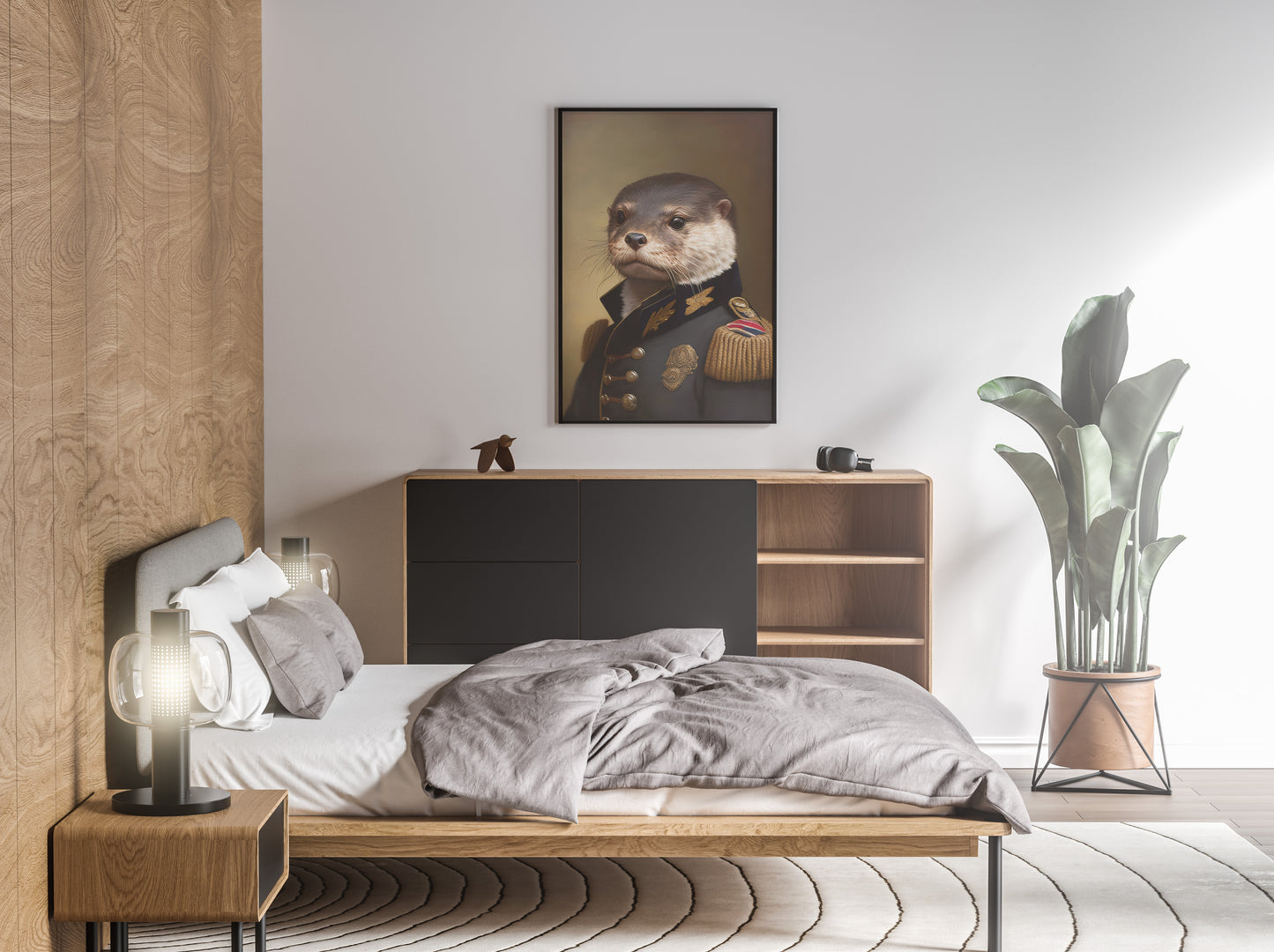 Otter Poster in Military Uniform - Unique Animal Wall Art, Otter Wall Print, Home Décor 