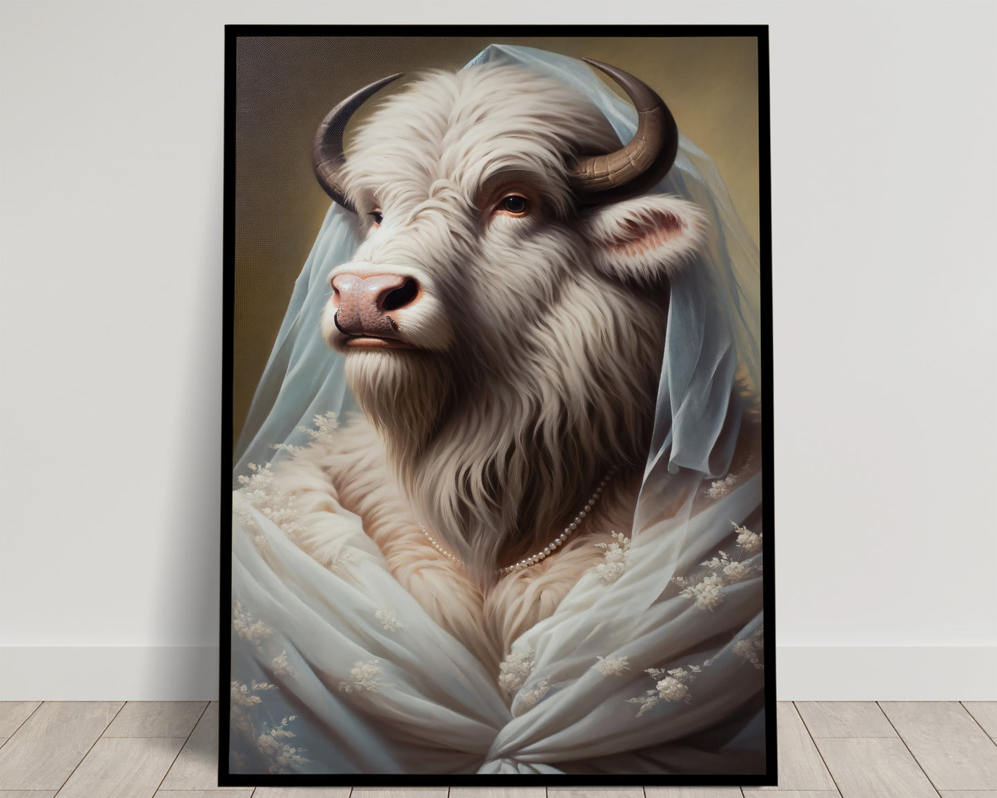 Buffalo Wedding Dress Poster - Funny Animal Wall Decor - Unique Bride Wall Art - Creative Gift Idea