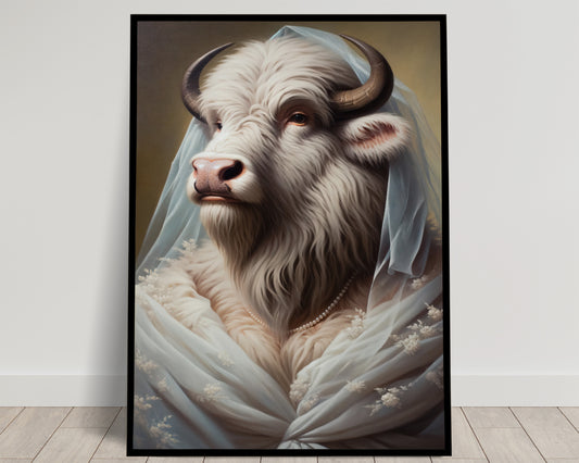 Buffalo Wedding Dress Poster - Funny Animal Wall Decor - Unique Bride Wall Art - Creative Gift Idea