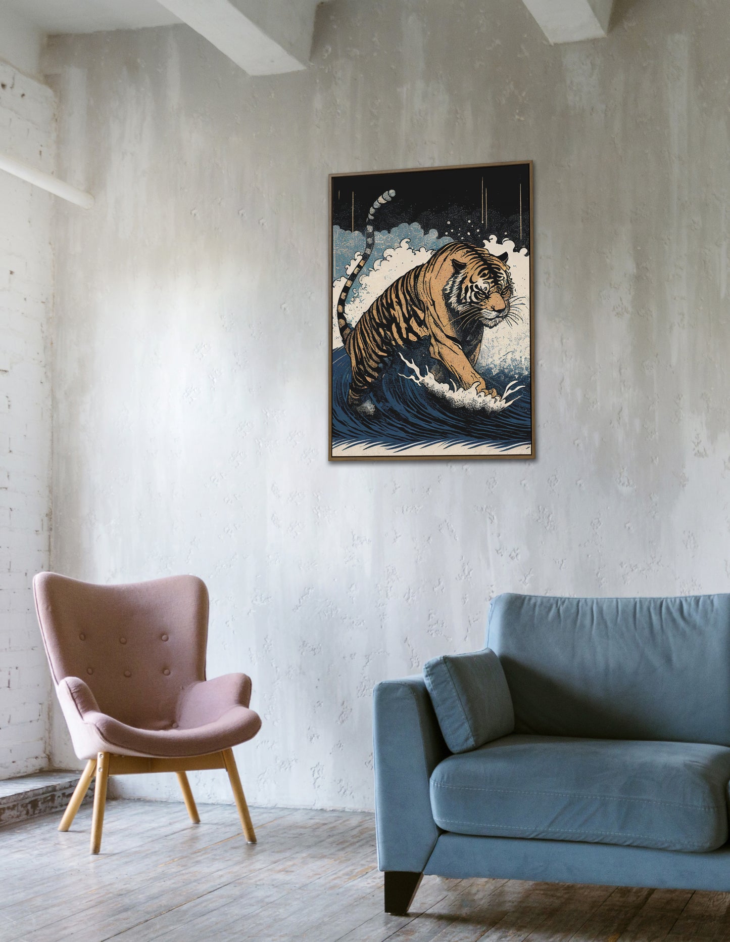 Poster Tigre Japonais, Illustration Style Ukiyo-e, Décoration Murale Art Japonais, Affiche Tigre Impression Haute Qualité
