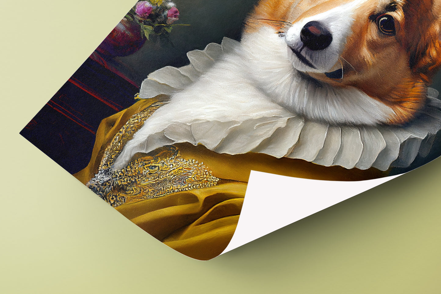 Baroque Style Noble Corgi Portrait Poster | Dog Wall Art Illustration | Animal Decor