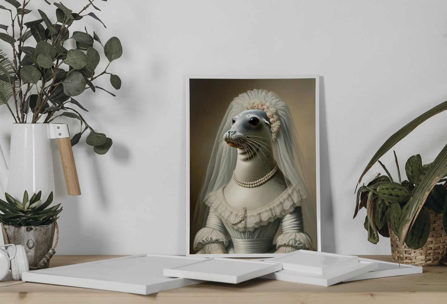 Seal Wedding Dress Poster - Animal Wall Décor | Unique Bride Wall Art | Funny Frame Gift