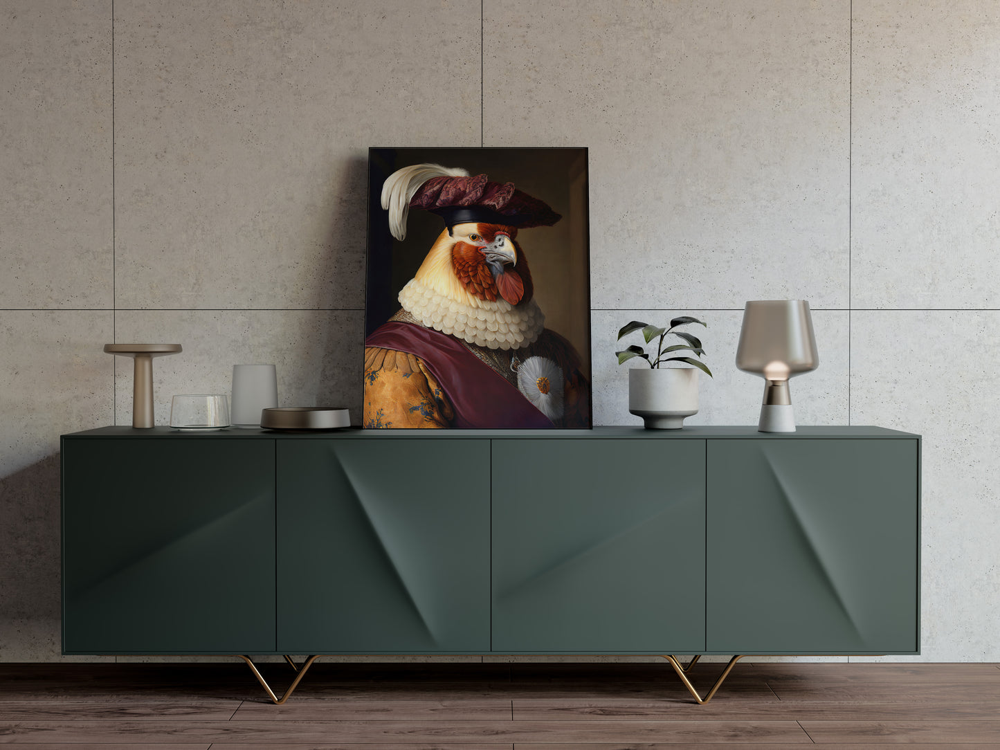 Poster Poulet Noble Baroque - Décoration Murale Animaux | Art de Mur Poulet