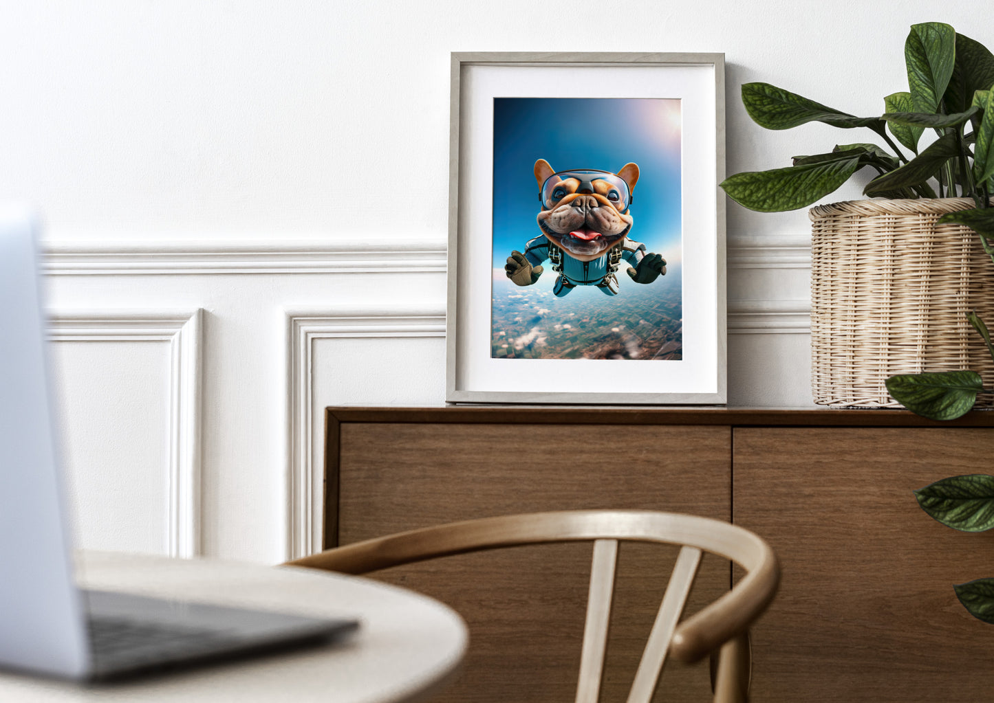"Epic Skydiving French Bulldog Poster - Unique Animal Print Wall Art for Dog Lovers & Extreme Sport Décor"