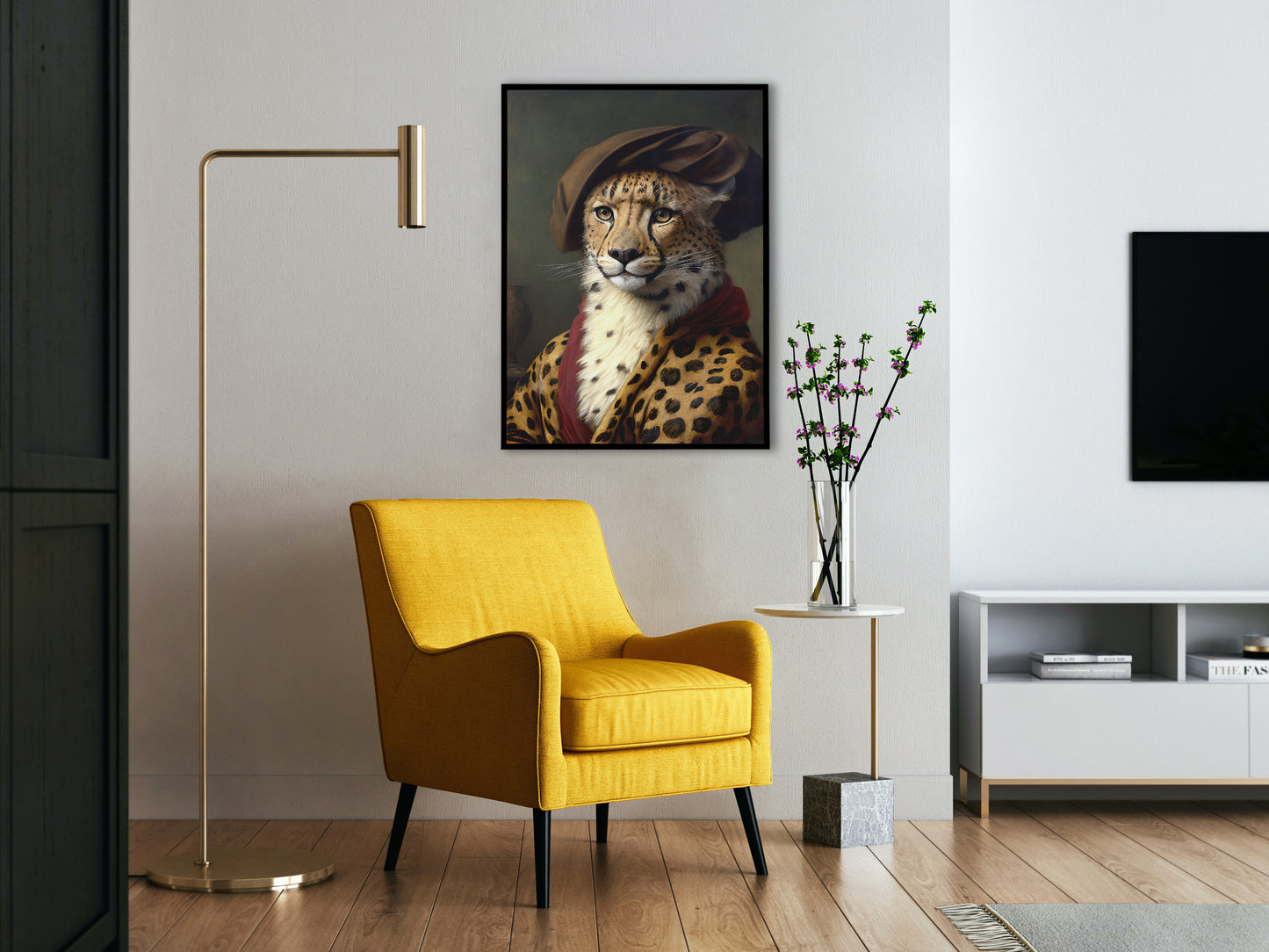 Baroque Style Cheetah Portrait Poster | Animal Wall Decor | Feline Art Print for Framing