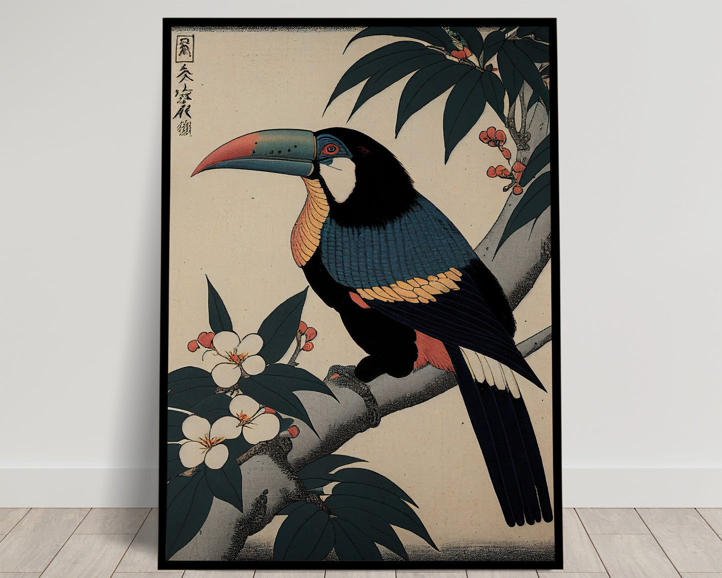 Japanese Ukiyo-e Toucan Poster, Artistic Illustration Wall Art, Unique Toucan Decor for Home & Office