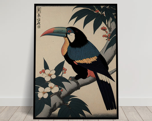 Japanese Ukiyo-e Toucan Poster, Artistic Illustration Wall Art, Unique Toucan Decor for Home & Office