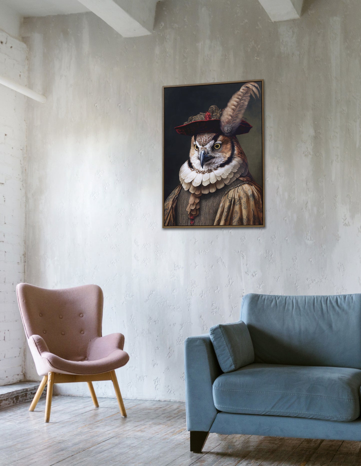 Baroque Style Noble Owl Poster - Elegant Animal Wall Art for Home Decor
