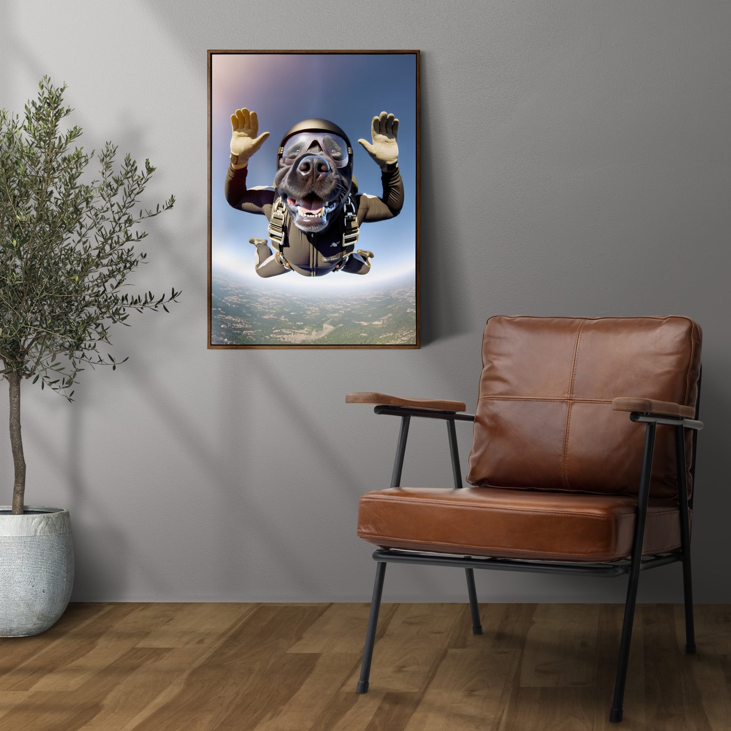 Epic Skydiving Black Labrador Poster - Unique Animal Print, Extreme Sport Wall Art, Dog Lover Gift Decor