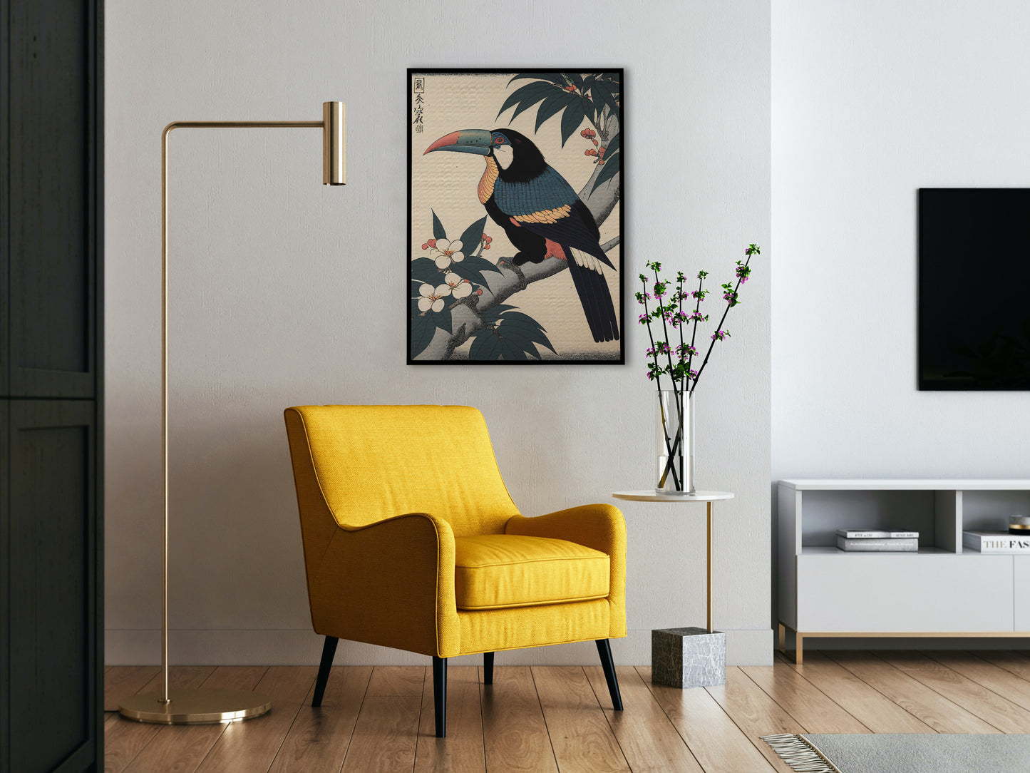 Japanese Ukiyo-e Toucan Poster, Artistic Illustration Wall Art, Unique Toucan Decor for Home & Office