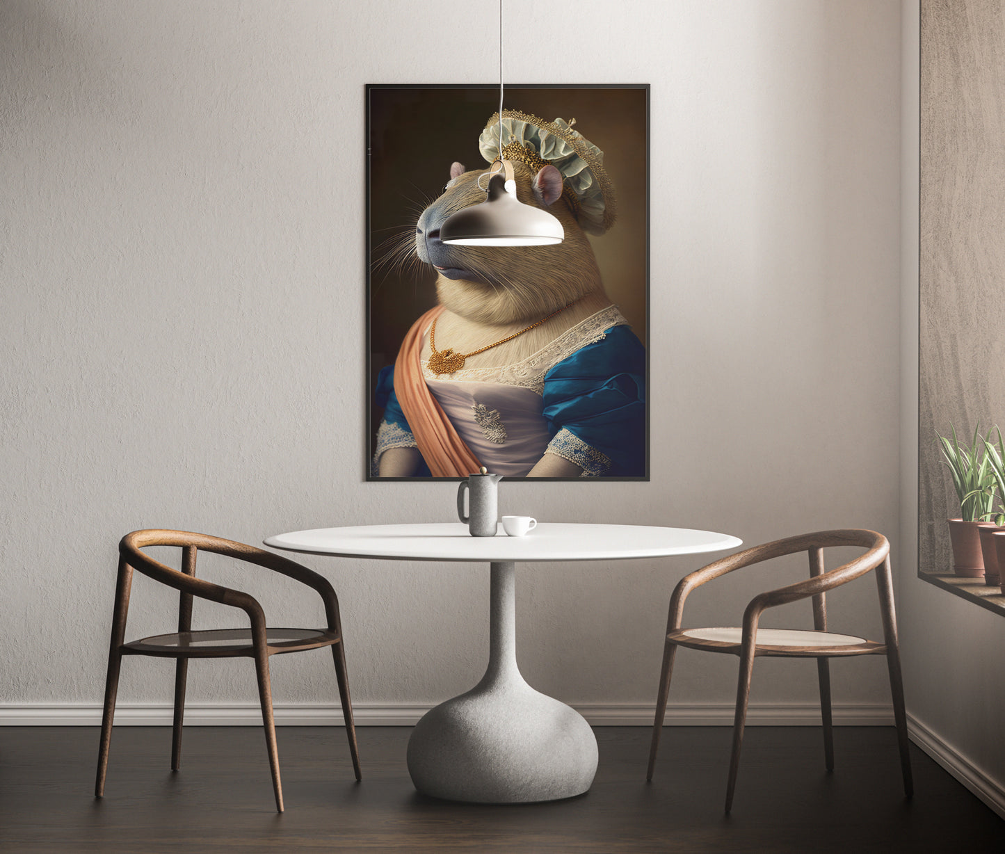 "Humorous Baroque Poster: Capybara in Marie Antoinette Costume - Wall Art for Home Decor"