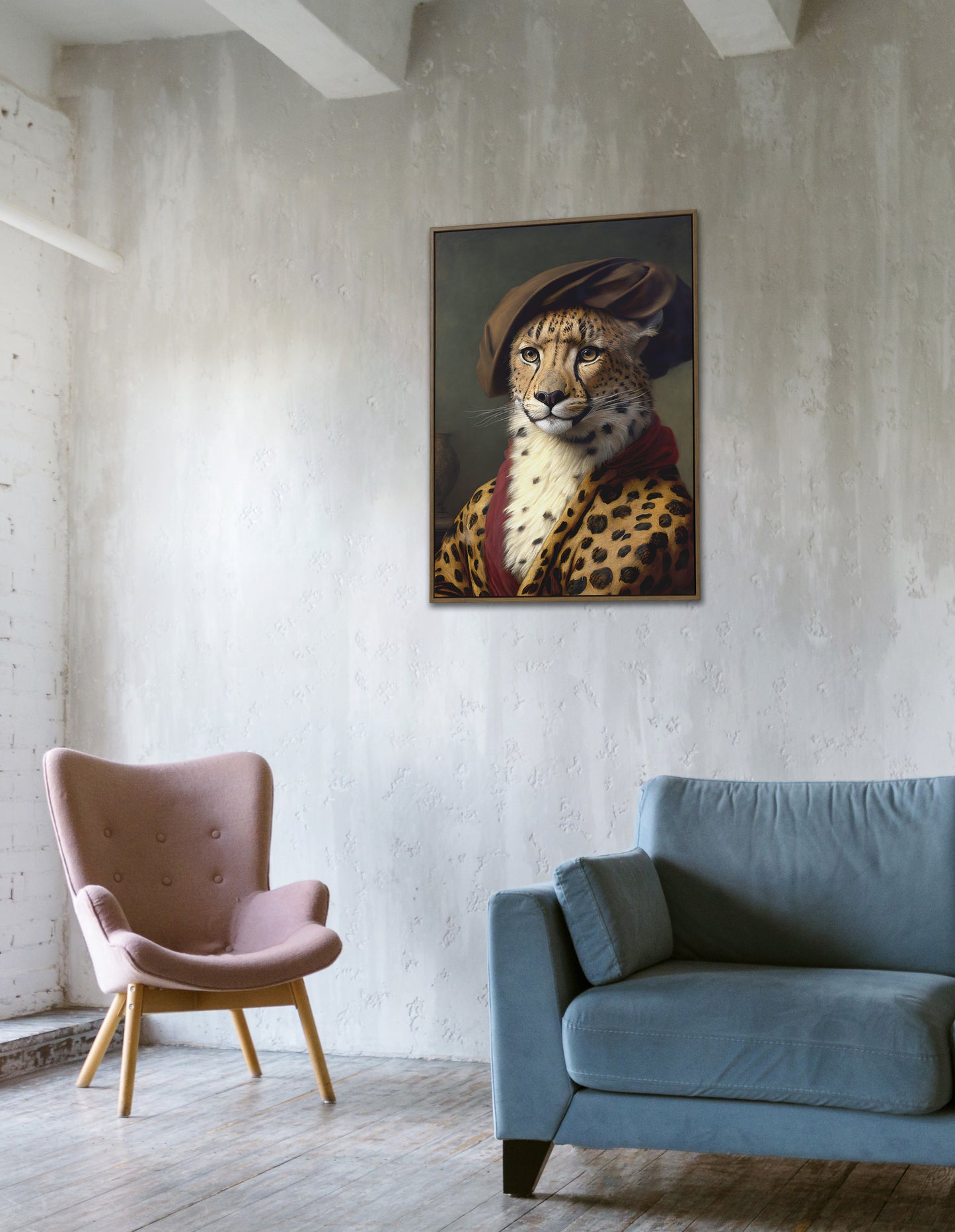 Baroque Style Cheetah Portrait Poster | Animal Wall Decor | Feline Art Print for Framing