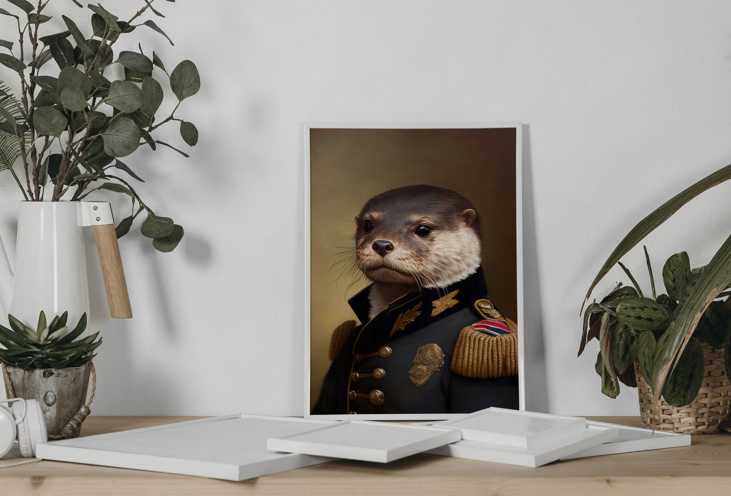 Otter Poster in Military Uniform - Unique Animal Wall Art, Otter Wall Print, Home Décor 