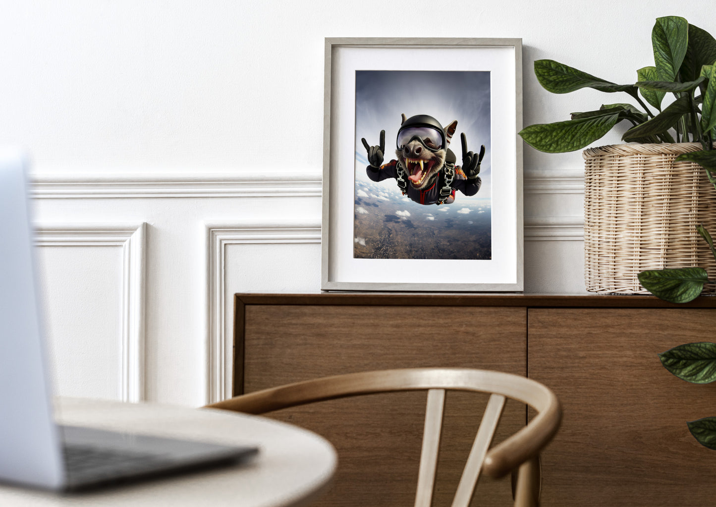 Affiche Murale Chauve-souris en Saut en Parachute, Poster Animal Skydiving, Décor Extrême et Unique, Idée Cadeau Parfaite