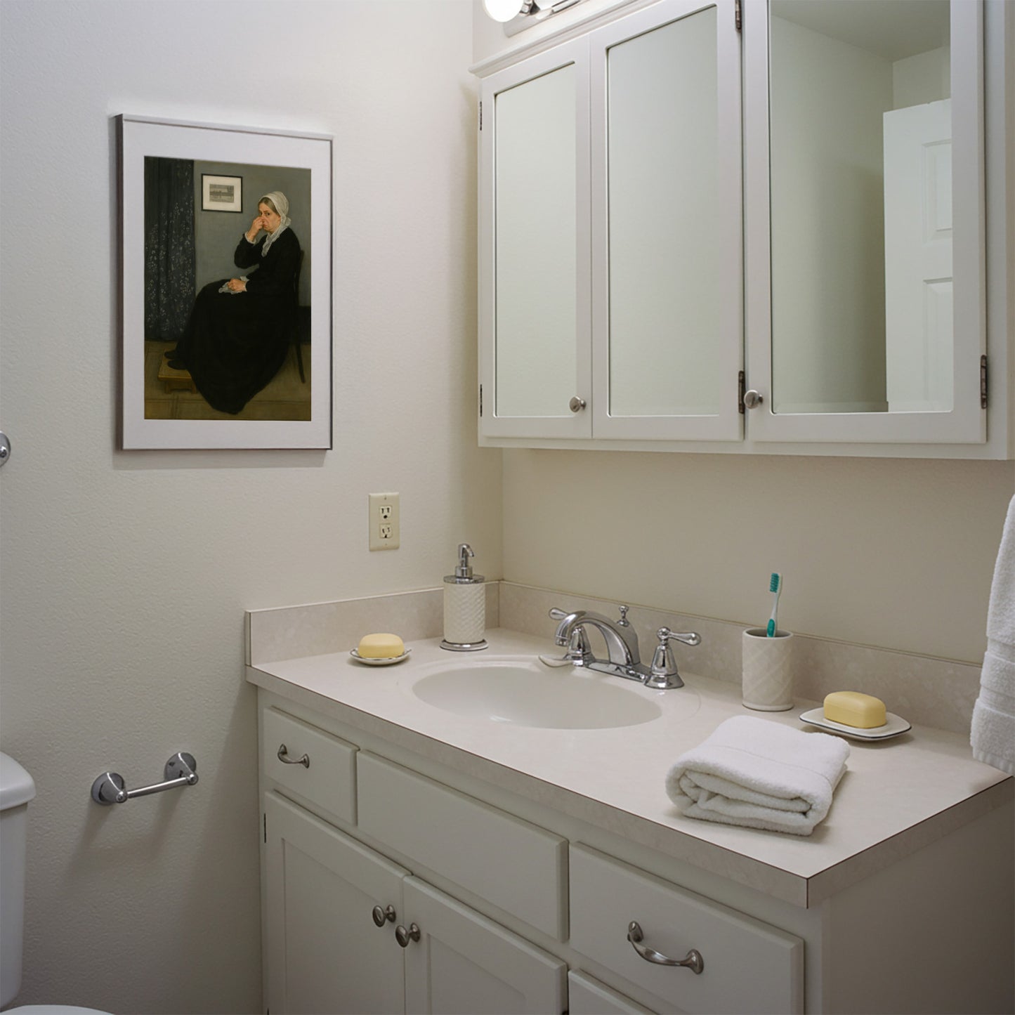 Poster Humour Toilettes - Mère de Whistler - Affiche Déco WC Insolite - Idée Cadeau Crémaillère Originale - Cadre pour Salle de Bain ou Toilettes