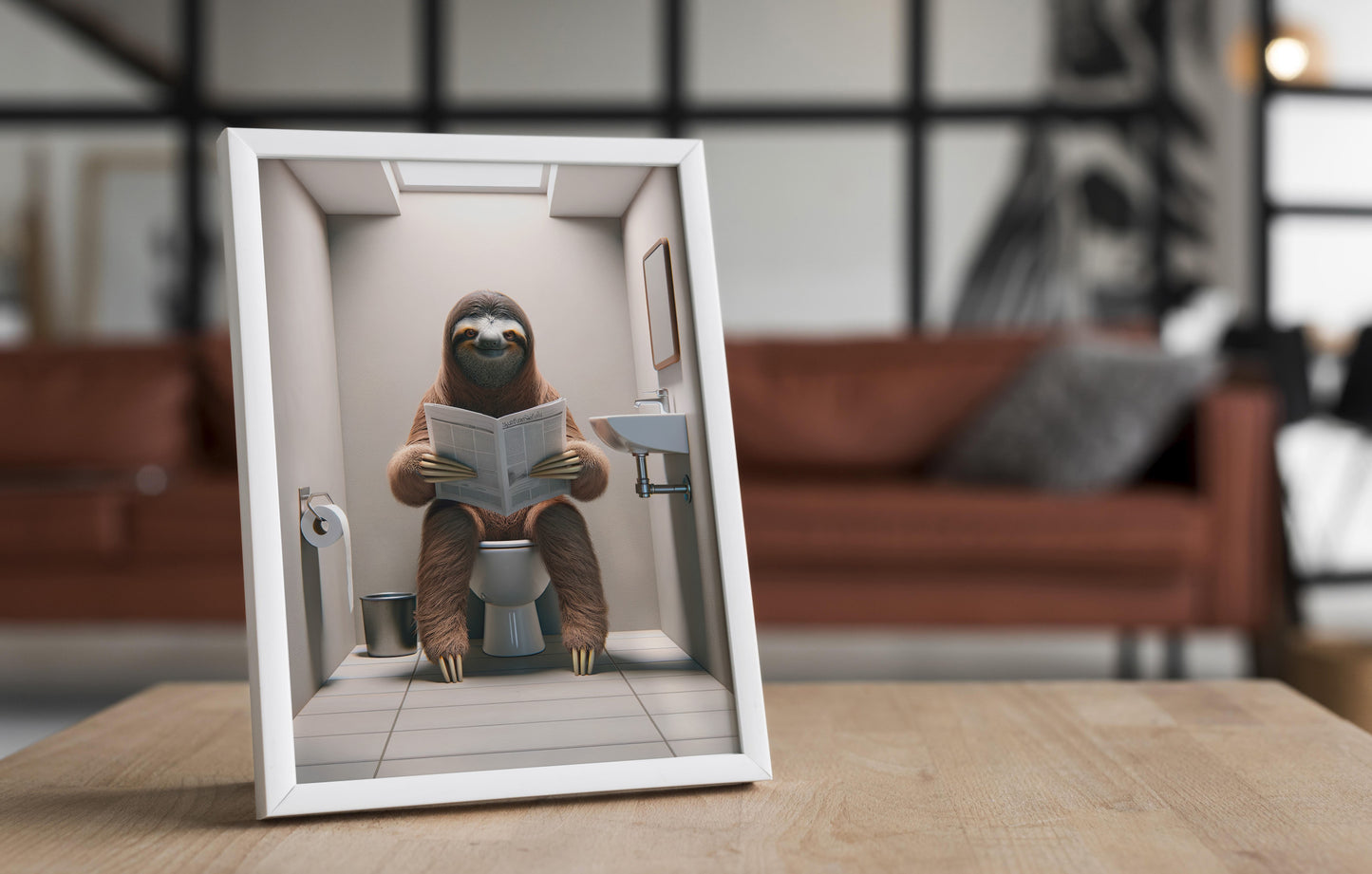 Funny Sloth Toilet Poster - Unique Bathroom Wall Art & Gag Gift Decor for WC