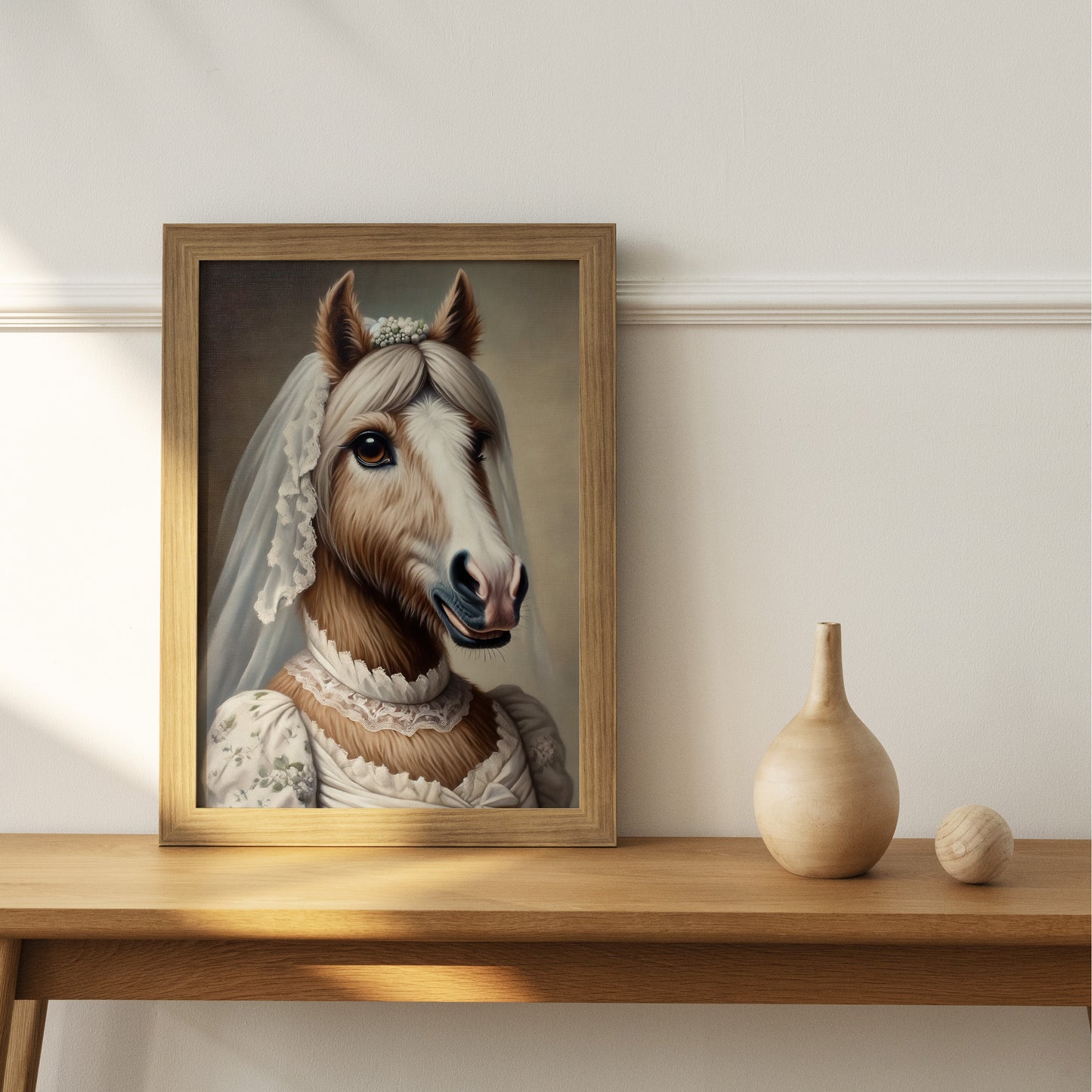 Funny Horse Bride Poster - Unique Animal Wall Art Décor - Mare in Wedding Dress - Perfect Gift for Home or Office