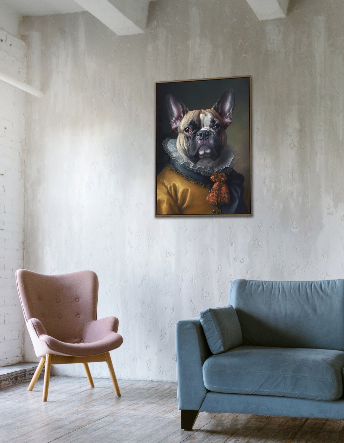 "Baroque Style Noble French Bulldog Poster - Elegant Dog Wall Art Decoration – Frameable Animal Print"