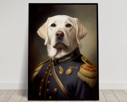 Poster Labrador Sable en Uniforme Militaire - Décoration Murale Animaux, Affiche pour Intérieur