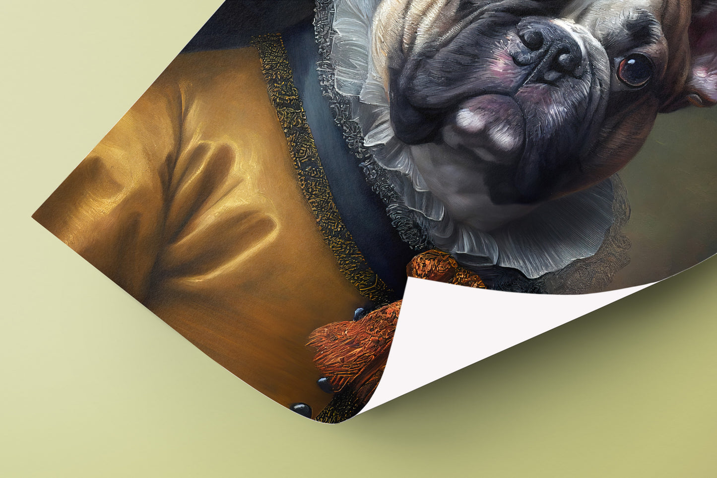 "Baroque Style Noble French Bulldog Poster - Elegant Dog Wall Art Decoration – Frameable Animal Print"