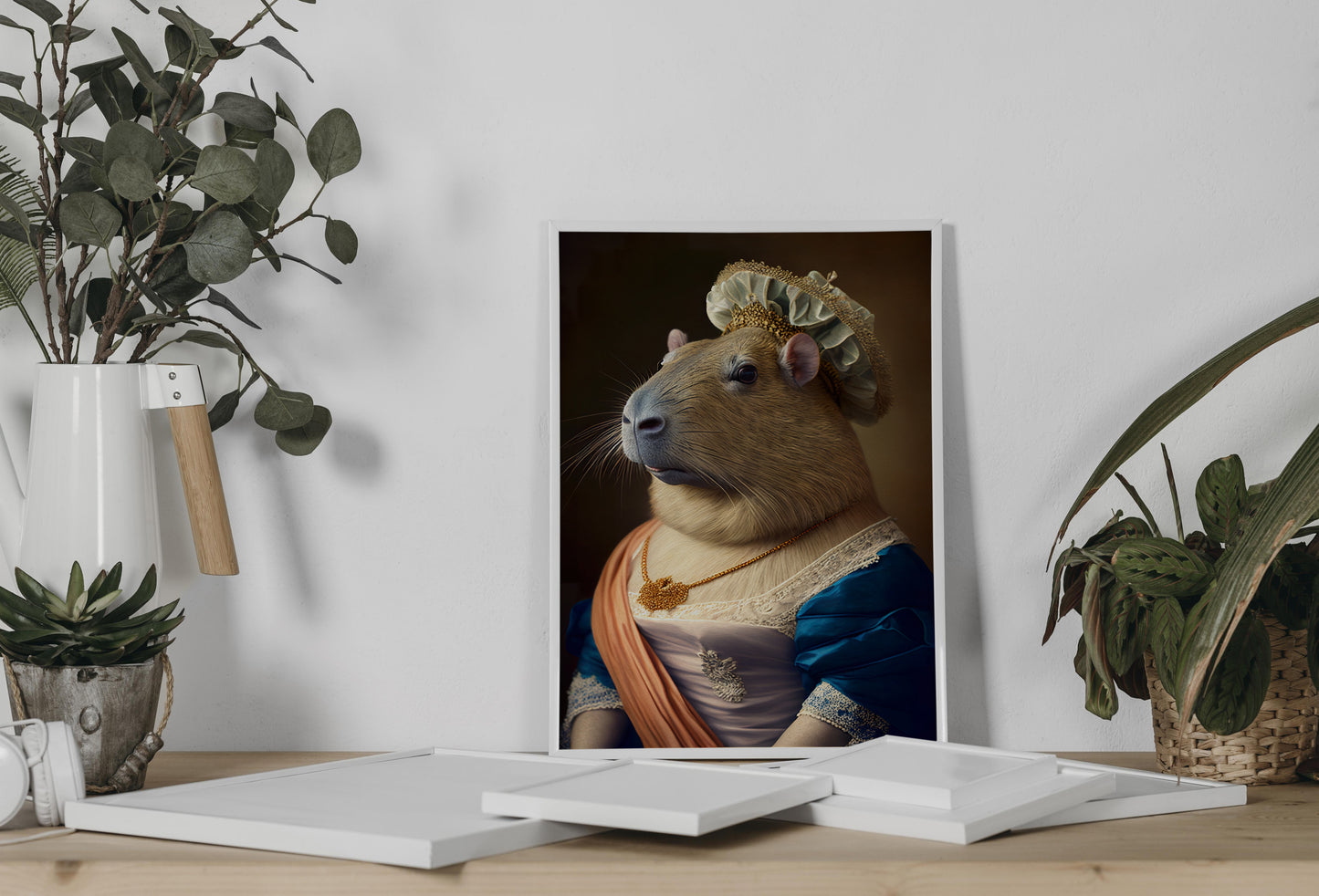 "Humorous Baroque Poster: Capybara in Marie Antoinette Costume - Wall Art for Home Decor"