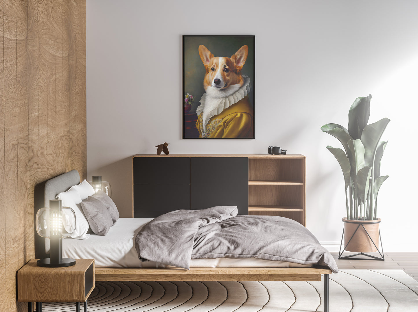 Baroque Style Noble Corgi Portrait Poster | Dog Wall Art Illustration | Animal Decor