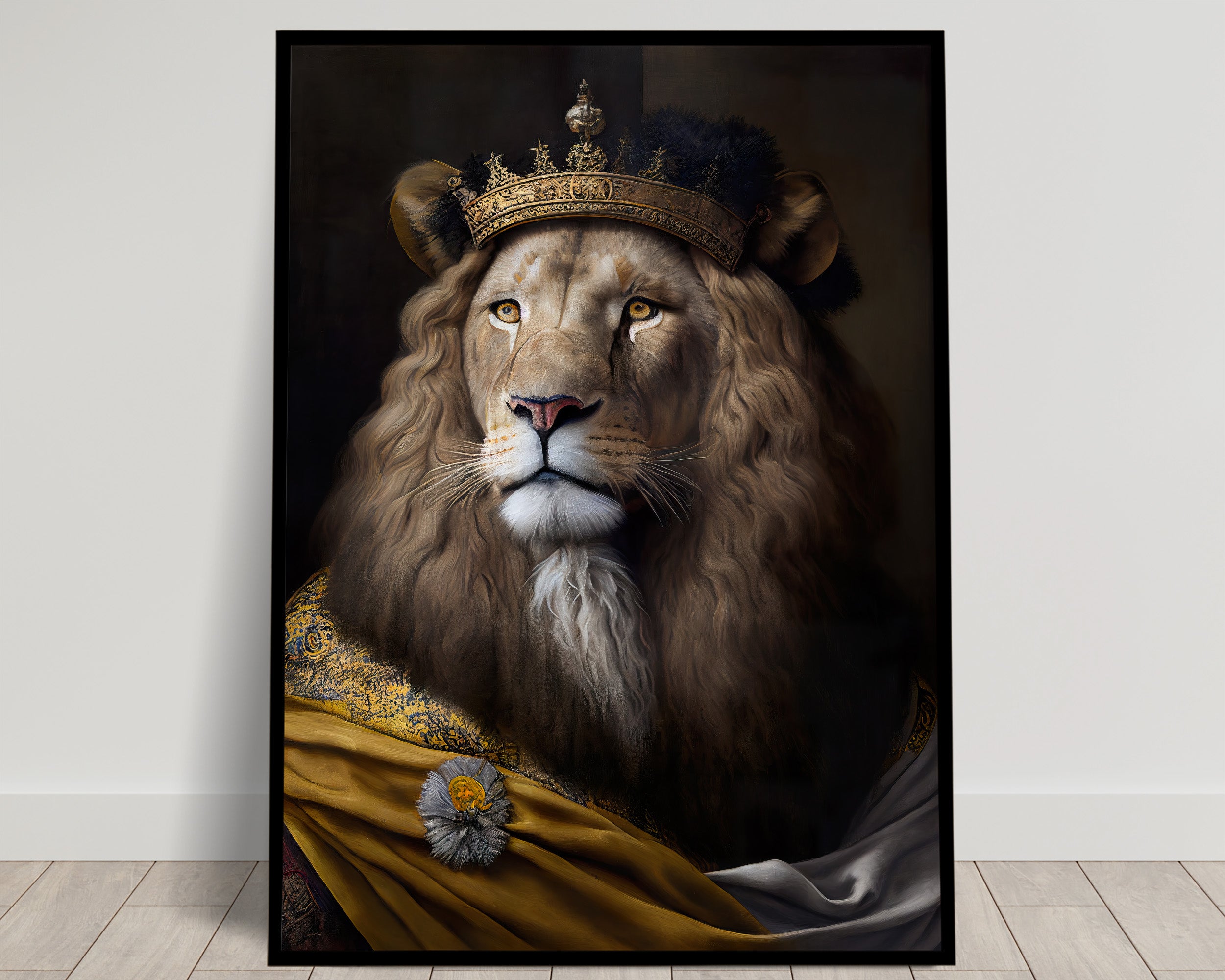 Baroque Style Noble Lion Portrait, Animal Wall Art, Feline Poster, Ele ...