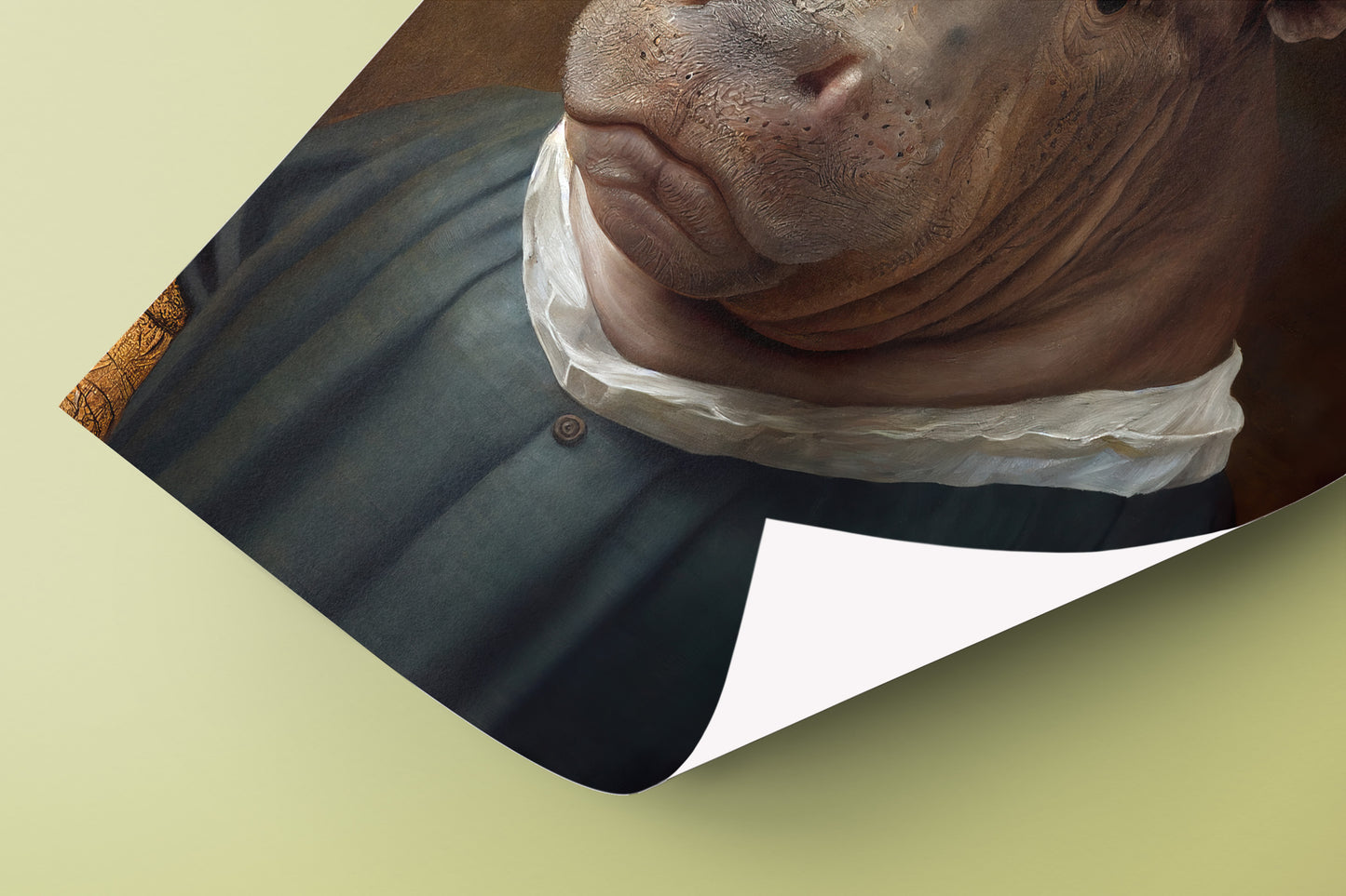 Baroque Style Hippopotamus Poster - Noble Animal Wall Art Décor | Frame-Ready Hippo Print